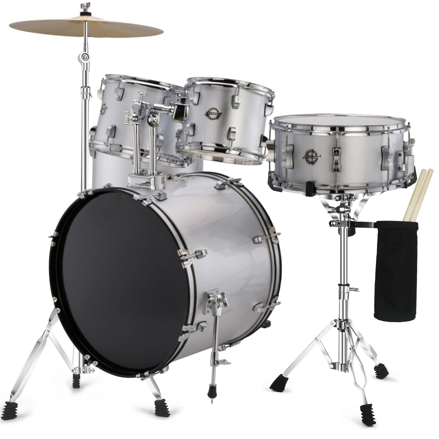 Snare Drum Stand Snare Stand with Drumstick Holder and a Pair of 5A Drum Sticks Fit for 8 to 15 Inch Snare Drum and Practice Pad, Adjustable Height 15.8 to 22.8 Inches for Drum Beginners
