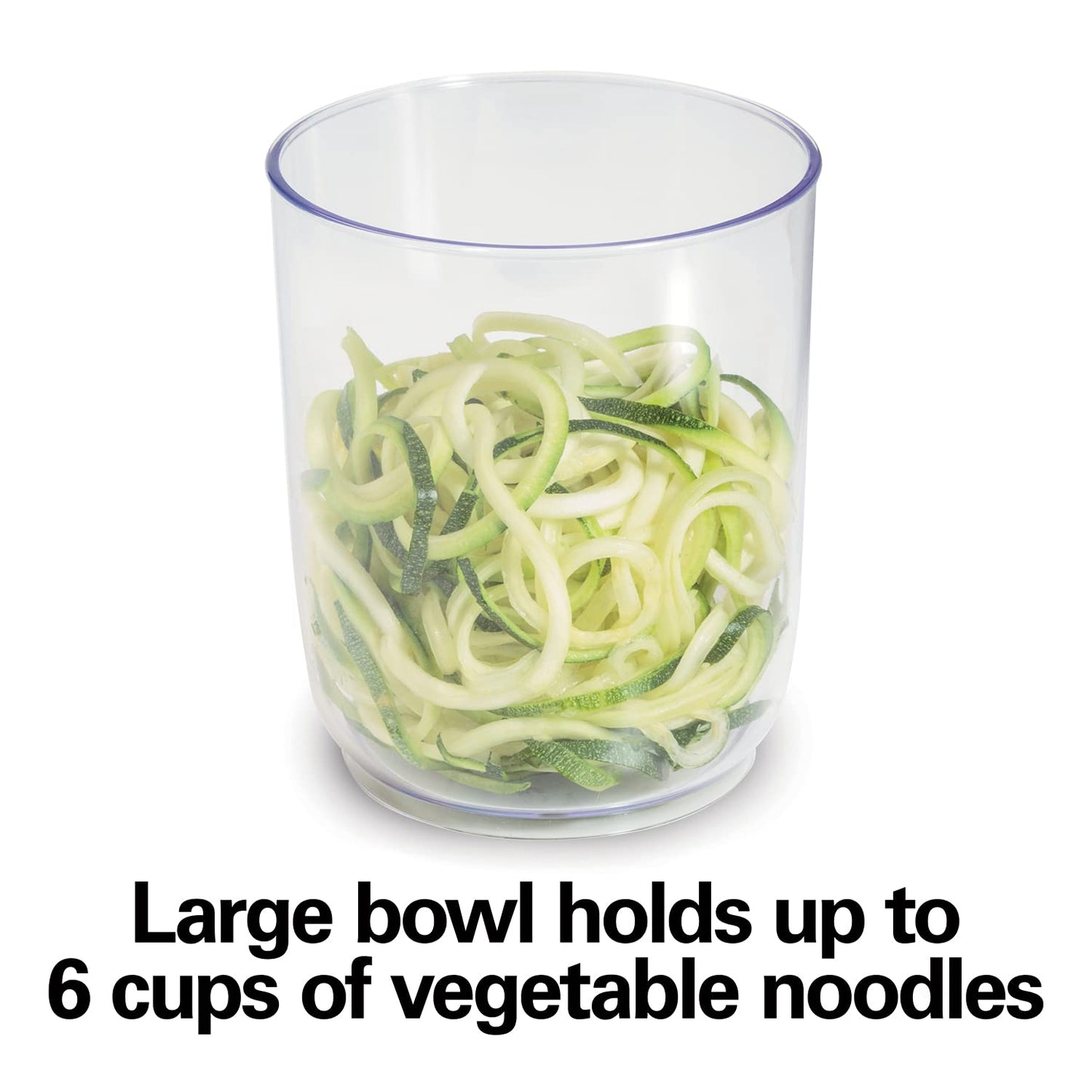 Hamilton Beach 3-in-1 Electric Vegetable Spiralizer for Veggie Noodles, Zoodle Maker & Slicer, 3 Cutting Cones for Spaghetti, Linguine and Ribbons, 6 Cup Bowl, 60 Watts, Black (70930)
