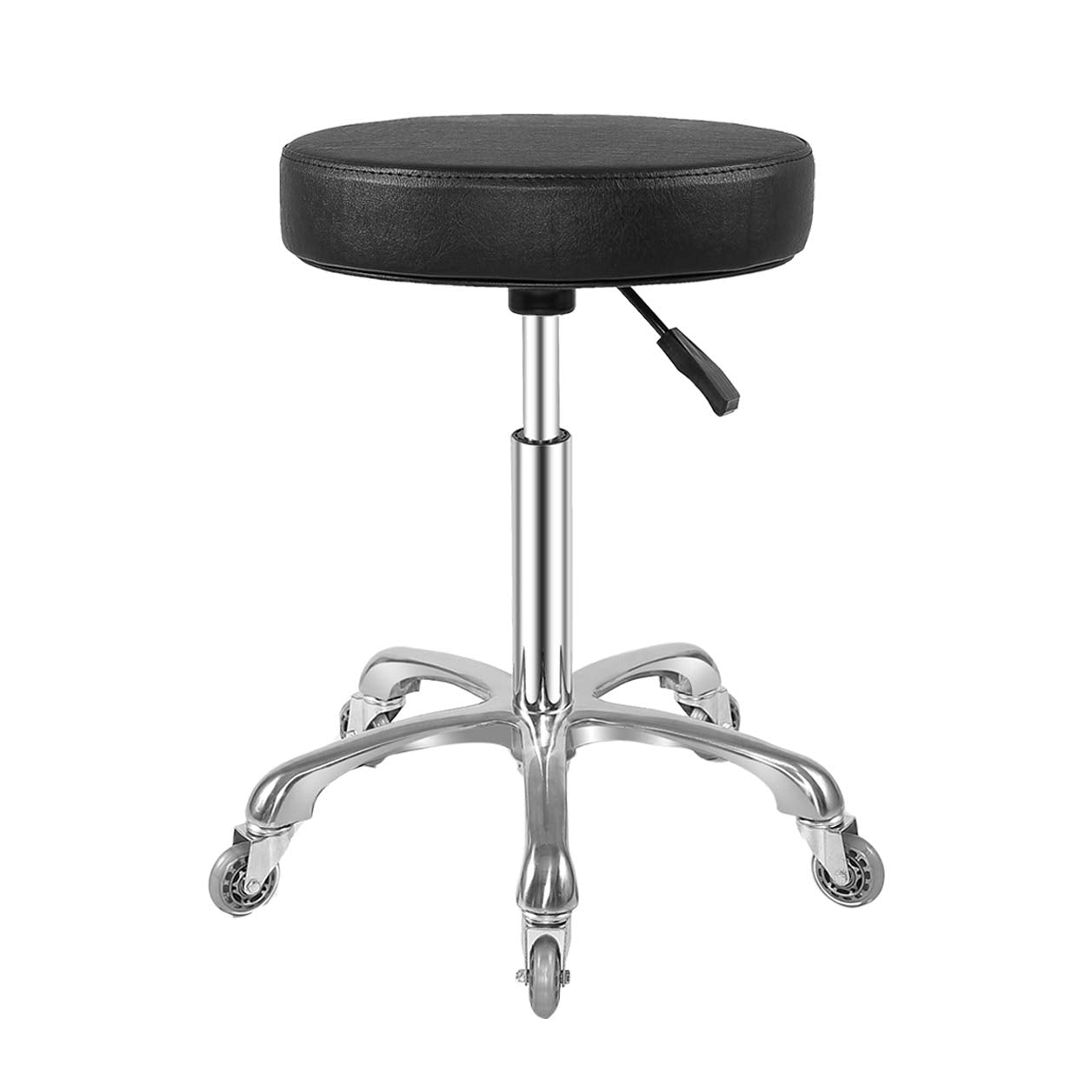 Ainilaily Rolling Stool with Wheels, Heavy Duty Hydraulic Massage Stool for Shop Guitar Lab Tattoo Workbench Medical, Adjustable Swivel Chair (Black)