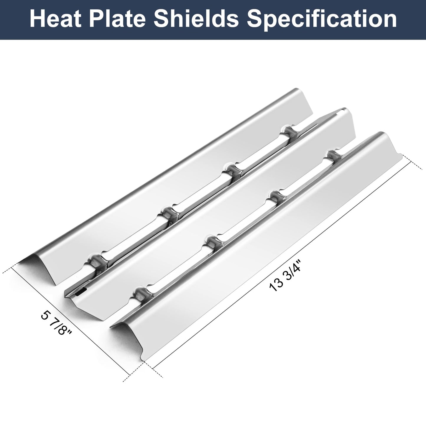 Criditpid 13 3/4" x 5 7/8" Stainless Steel BBQ Heat Shield Plate Replacement Parts for Broil King Signet, Monarch and Sovereign Gas Grills Model, Barbecue Burner Cover, Heat Tent, Flame Tamer, 4 Pack.