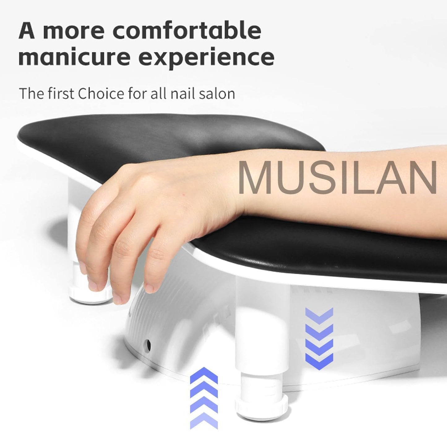 New Upgrade Height Adjustable Nail Arm Rest for Nails Tech - Ergonomic Slope Angle Hand Rest for Nails Tech Height Adjustable U-shaped Manicure Nail Arm Rest Stand White Big Armrest Microfiber PU Leather Hand Rest Pillow for Acrylic Nail Art Cushion (Blac