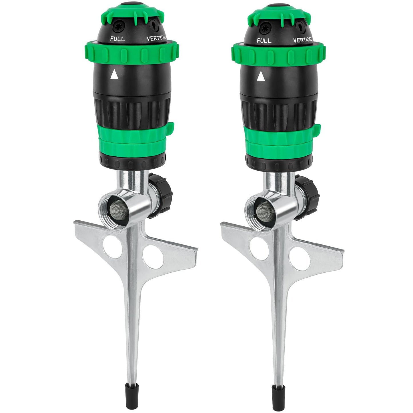 [2 Pack] RESTMO Rotary Gear Drive Sprinkler with Metal Spike Base, 5-Pattern Heavy Duty Gardening Watering System, Multi-Adjustable Lawn Sprinkle for Garden Plant, Flower Bed and Large Yard Area