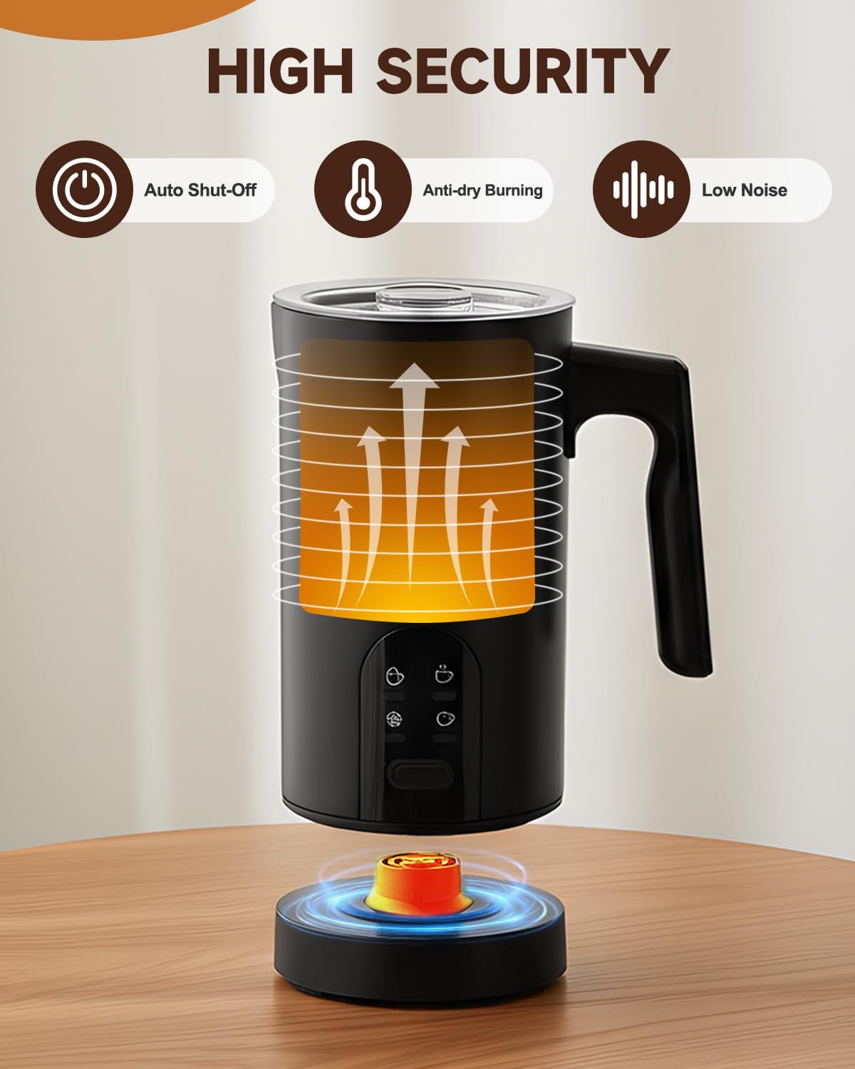 Electric Milk Frother, 4-in-1 Magnetic Milk Steamer and Hot/Cold Foam Maker, 11.8oz/350ml Automatic Milk Warmer for Coffee, Latte, Cappuccino, Macchiato, Hot Chocolate, Silent Operation