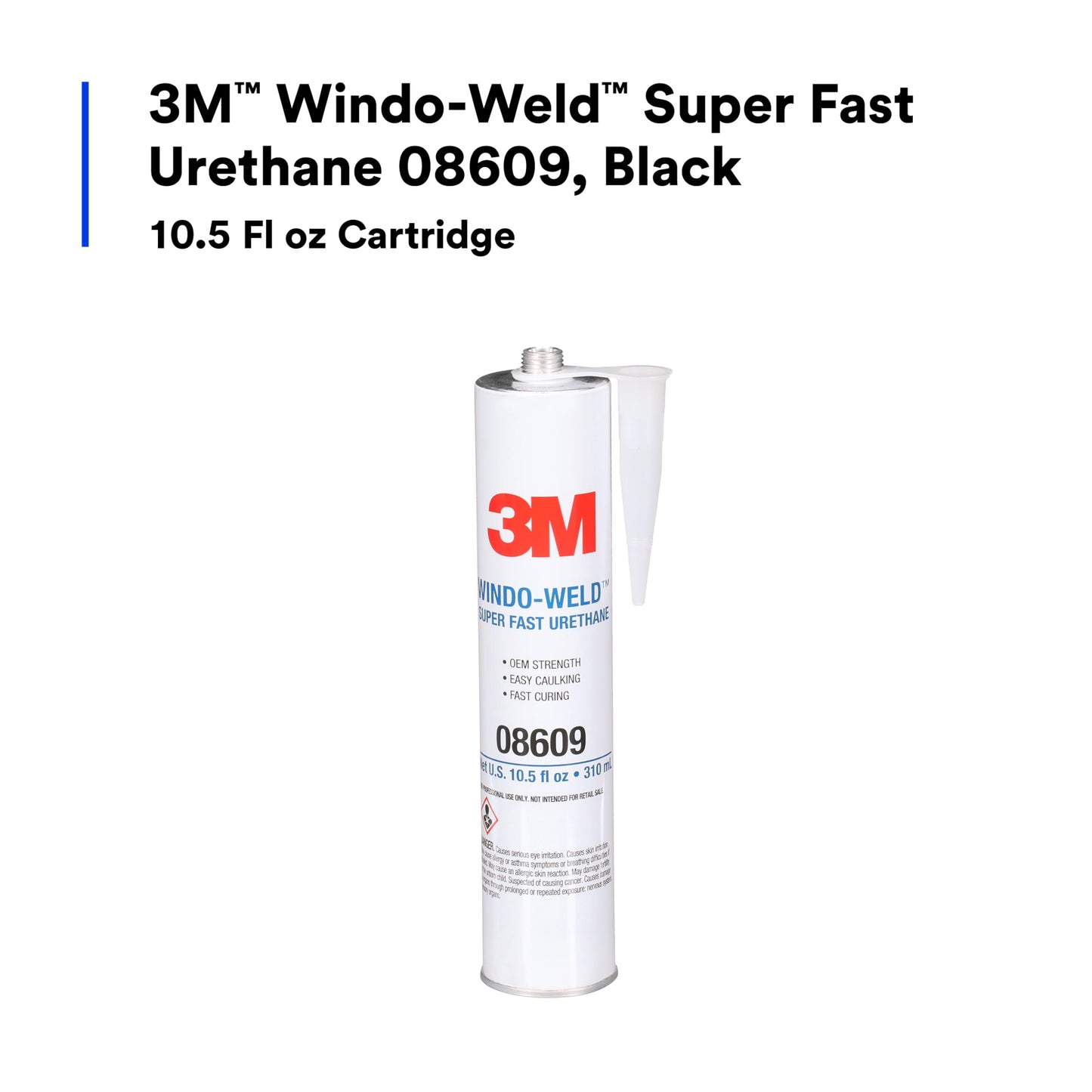 3M 08609 Window-Weld Super Fast Urethane Black Cartridge - 10.5 fl oz.