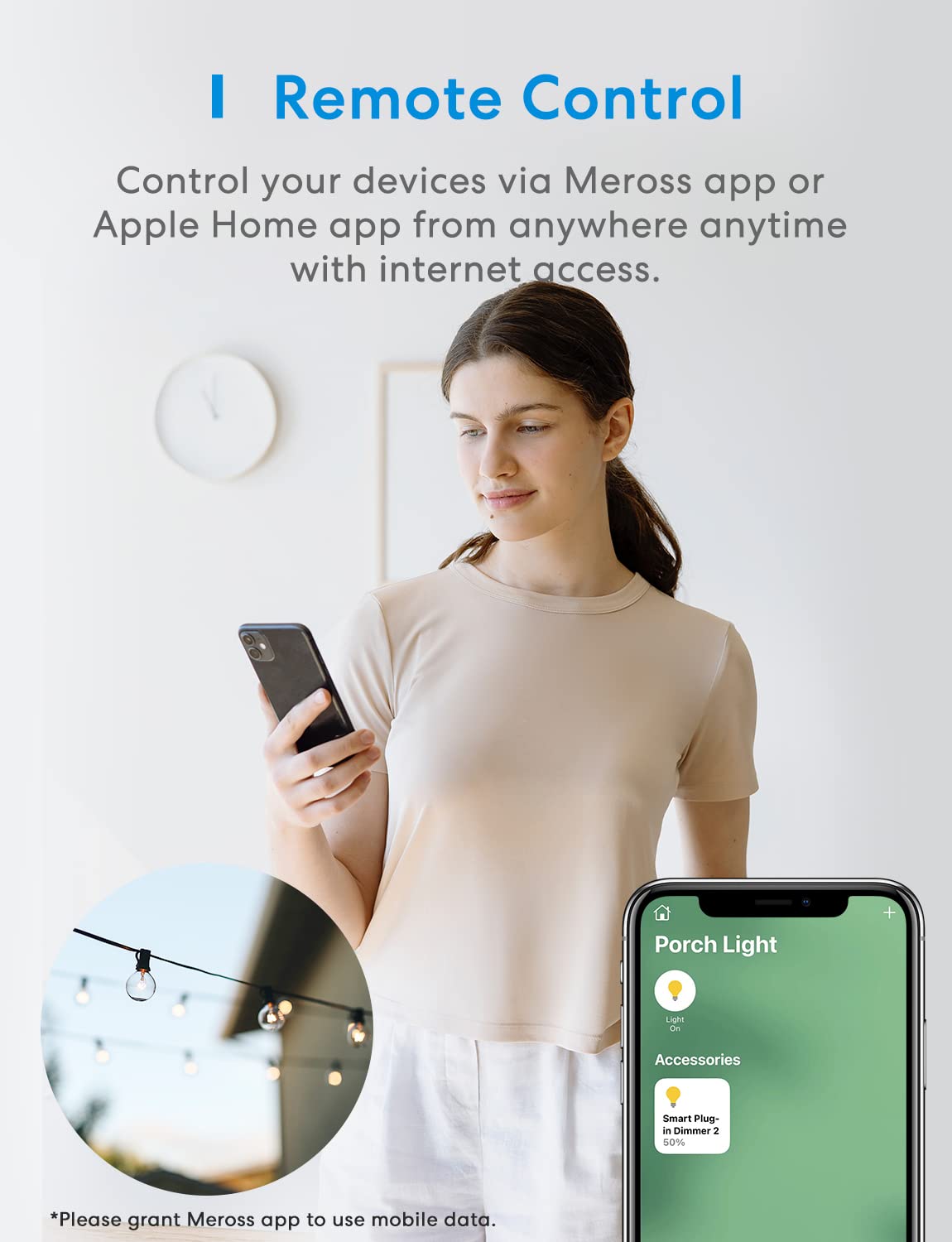 meross Smart Dimmer Plug, Outdoor Smart Plug WiFi Works with Apple HomeKit, Alexa, Google Home, IP44 Waterproof Outdoor Dimmer for String Lights, Routine Offline Control, Sunset & Sunrise