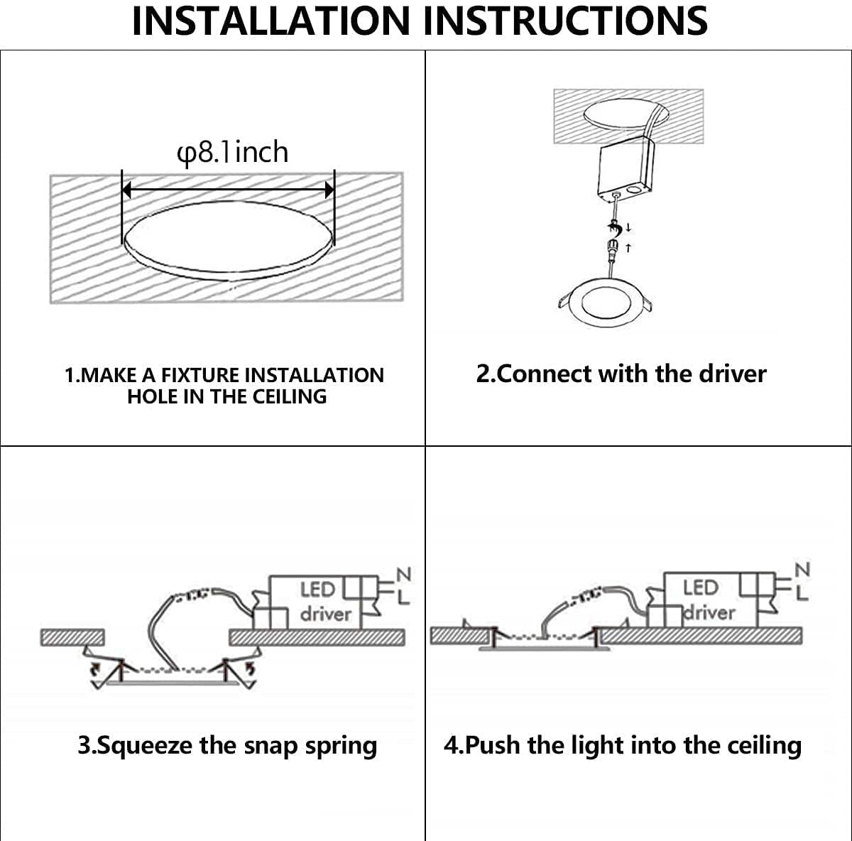JARLSTAR 8 Inch LED Recessed Light with Junction Box, 6 Pack Ultra Thin LED Recessed Lighting.6000K Daylight,No Dimmable,18W 8" Recessed Ceiling Canless Wafer Downlight.Slim Can-Killer Lights,CRI80+