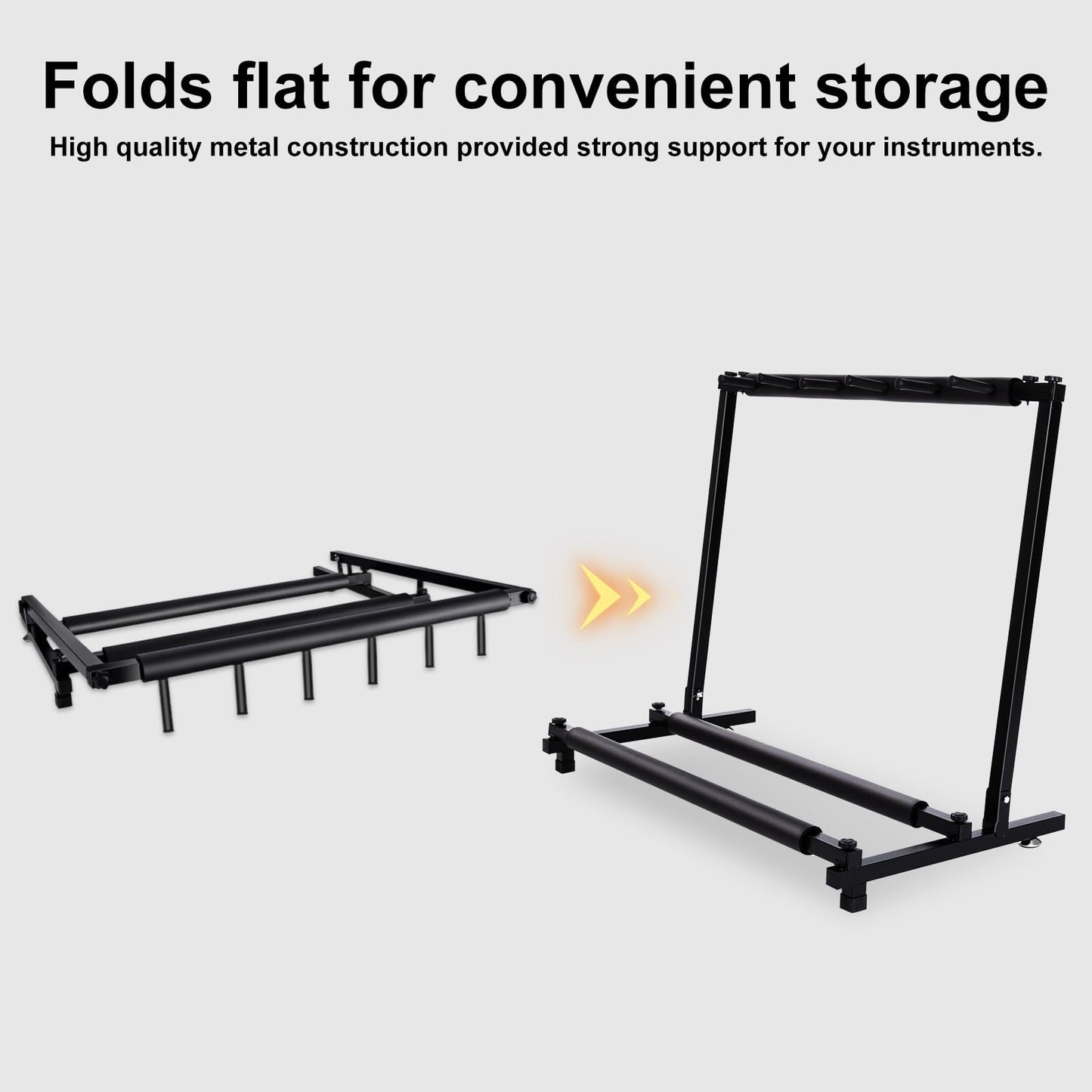 AODSK 5 Multi Guitar Stand Rack with Folding Design,Multiple Guitars Stand,Portable Black Guitar Holder,Black Guitar Display Holder for Guitar & Bass,Studio & Home (Square-5 Holder)
