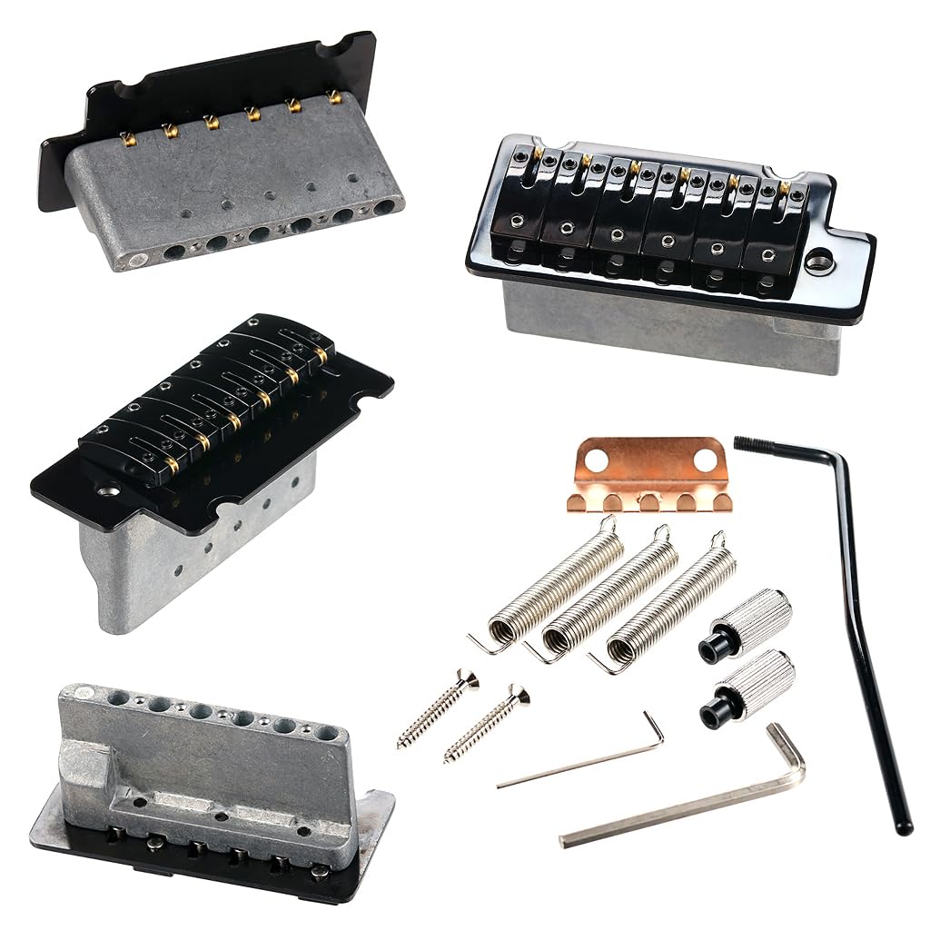 ST Guitar Tremolo Bridge 52.5mm(6 Strings) Spceing Double System Bridge 2-Point for Strat Electric Guitar Replacement Electric Guitar Tremolo Bridge, Chrome