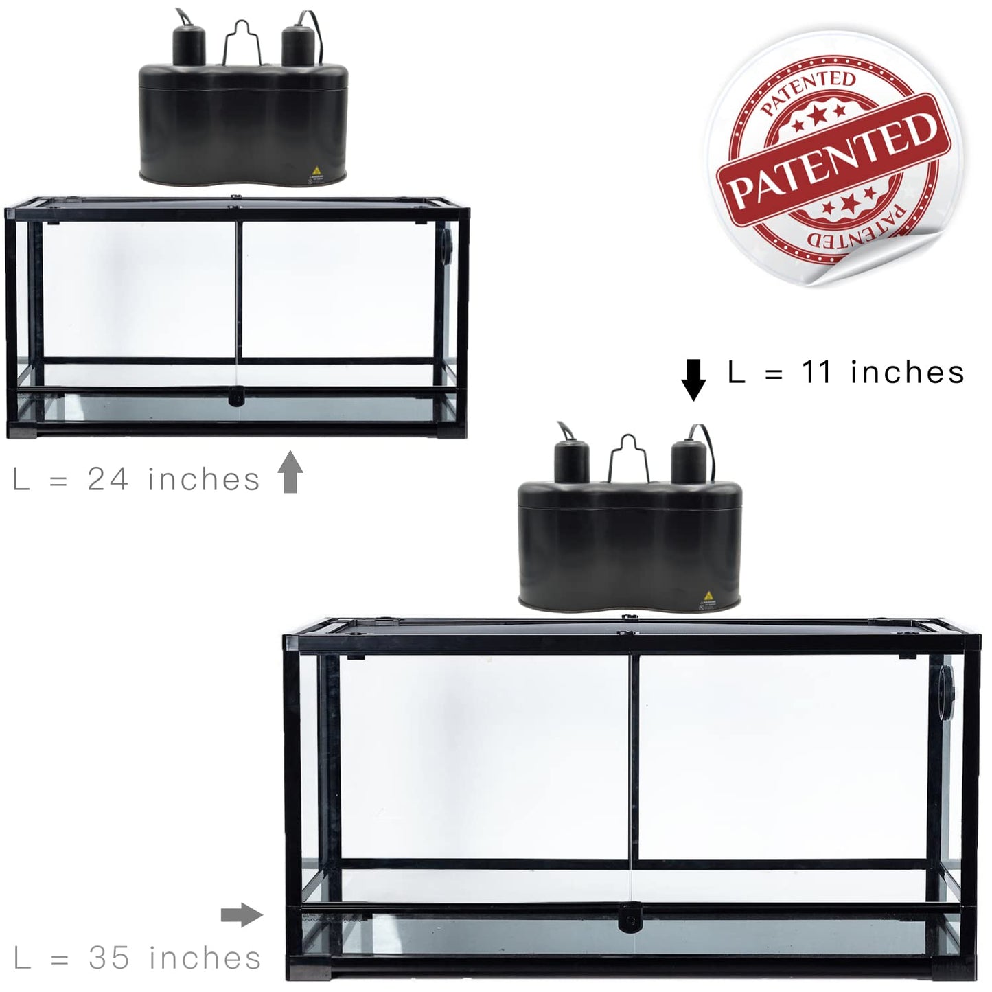 ReptiKing Reptile Dual Dome 12inch, Fits Reptile Light/Heat Lamp/UVB Light, Max. 160W Each,Patent Design K8561, Reptile Light Fixture
