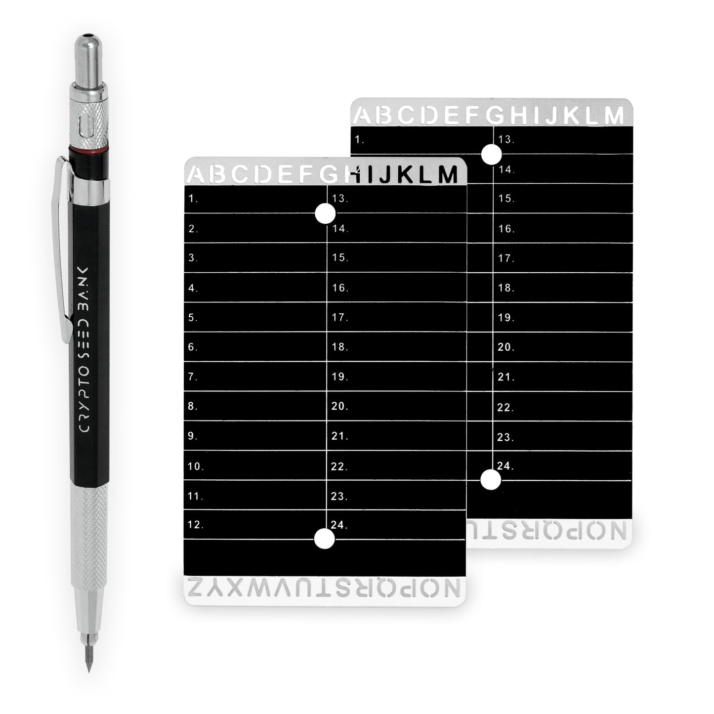 Crypto Seed Bank - Phrase Storage - Metal Phrase Plate Hard Wallet - Precise Engraving for 24 Word Seed + 25th Word - Steel Crypto Key Metal - Bitcoin Steel Wallet
