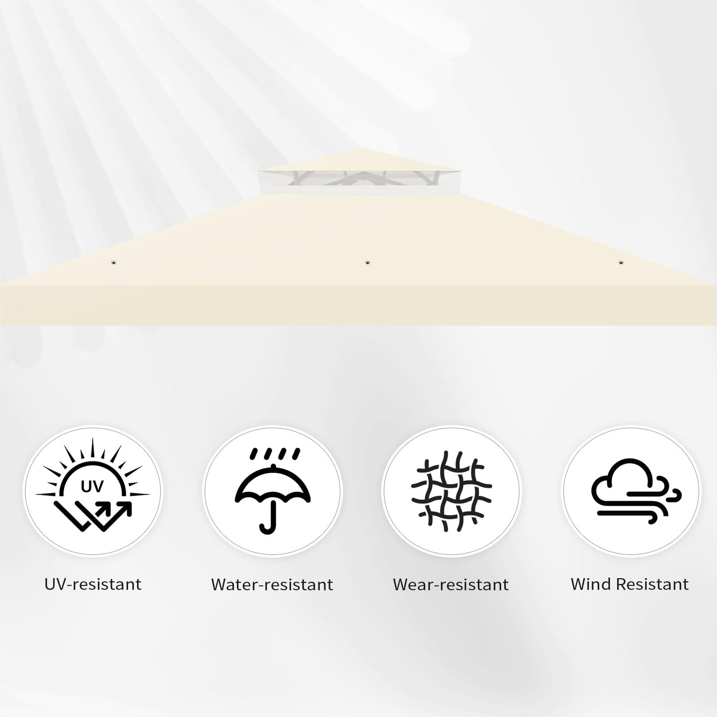 8'x8' Gazebo Top Canopy Replacement Cover - Double Tier Top Canopy Cover Replacement with UV30+, Dirt, Water Resistant for Outdoor, Garden, Pavilion (Beige)