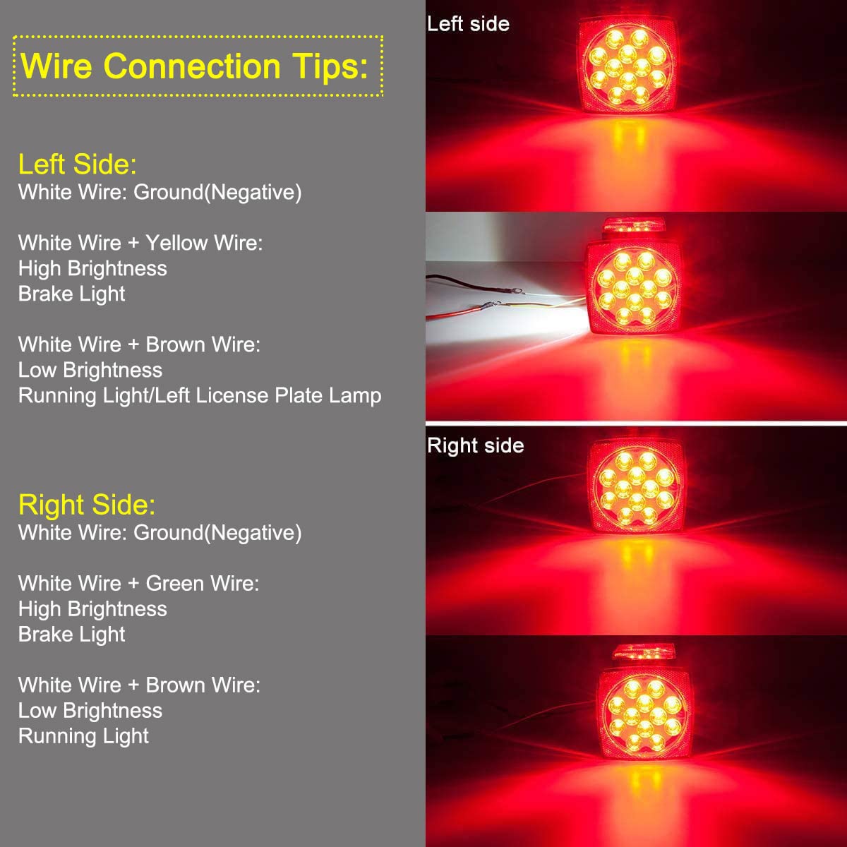 LIMICAR LED Trailer Light Kit - Amber Red Markers & Brake Light Bar, Submersible, Boat Trailer Lights for Utility Trailer