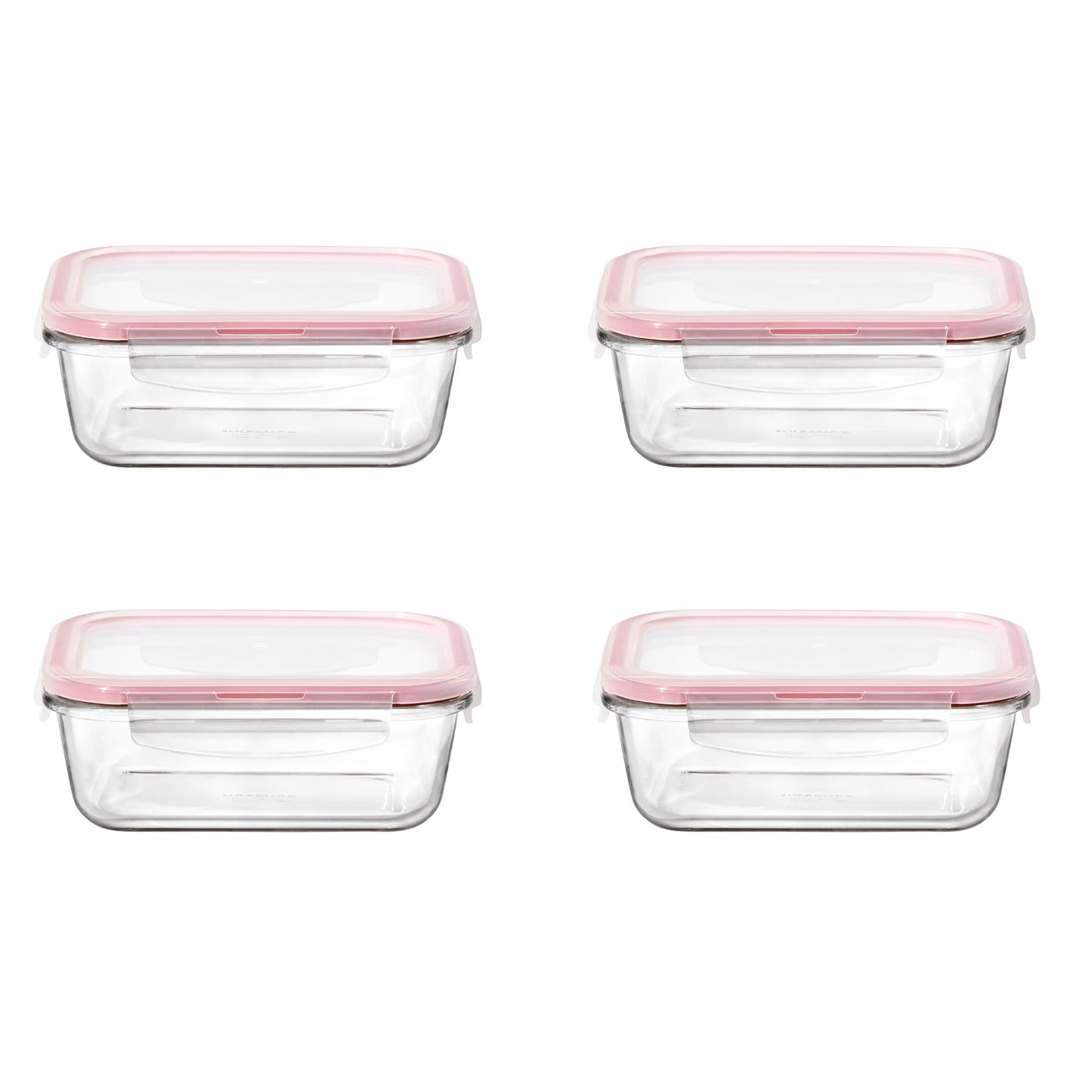 STARFRIT LocknLock 8-Piece Borosilicate Glass Container Set - 4 x 21oz/630ml - Airtight & Leakproof - 4-Sided Locking Lid