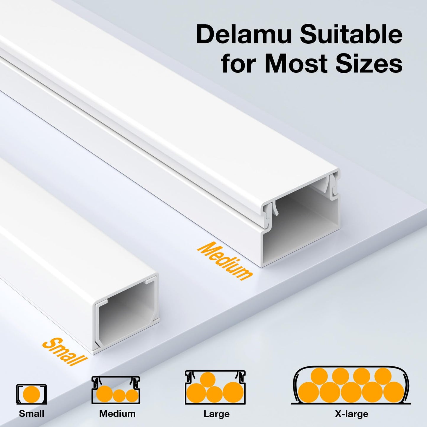 Delamu Cord Hider, 157in Cord Cover Wall, Premium Cord Covers for Wires on Wall, Cable Concealer Hider Kit for Hiding Wires in Home and Office Cable Management, 10X L15.7in X W1.18in X 0.6in, White