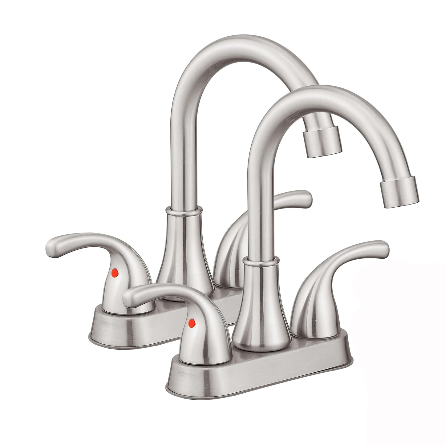 Fransiton 2 Handle 3 Holes Bathroom Sink Faucet with Pop Up Drain 360 Degree High Arc Swivel Spout Lavatory Faucet (Brushed Nickel)
