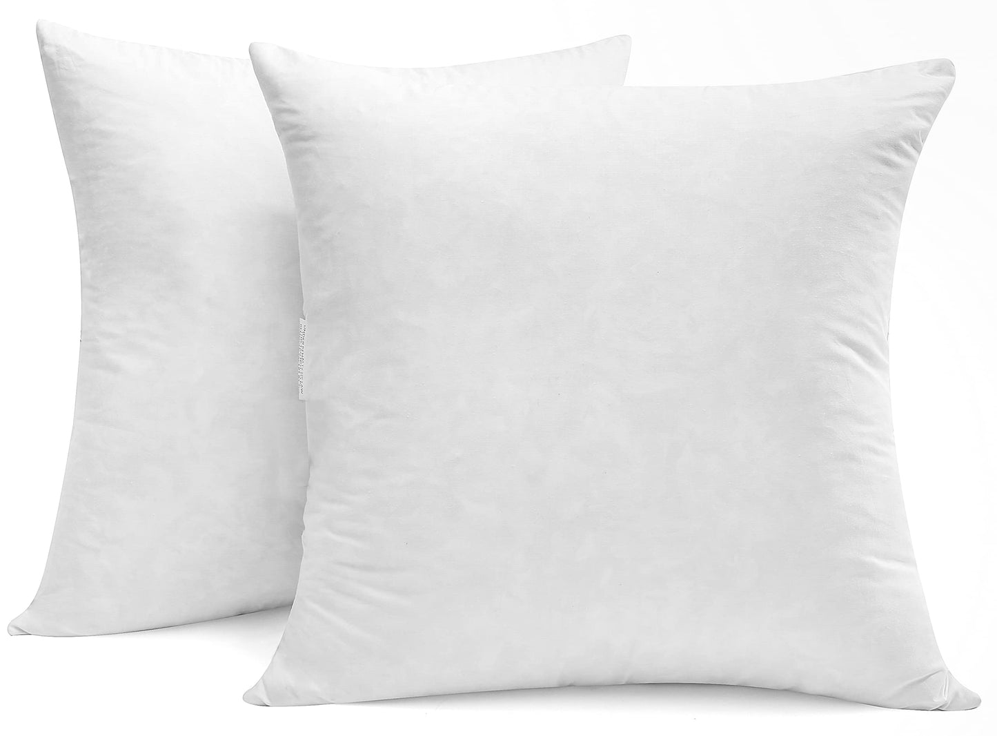 SNUG&COZY Luxury Goose Down Feather Pillow Inserts - 20 * 20IN/50 * 50CM, Double Layered Down-Proof Design, Ultra-Soft Cover, High Fill Weight, Pack of 2, White