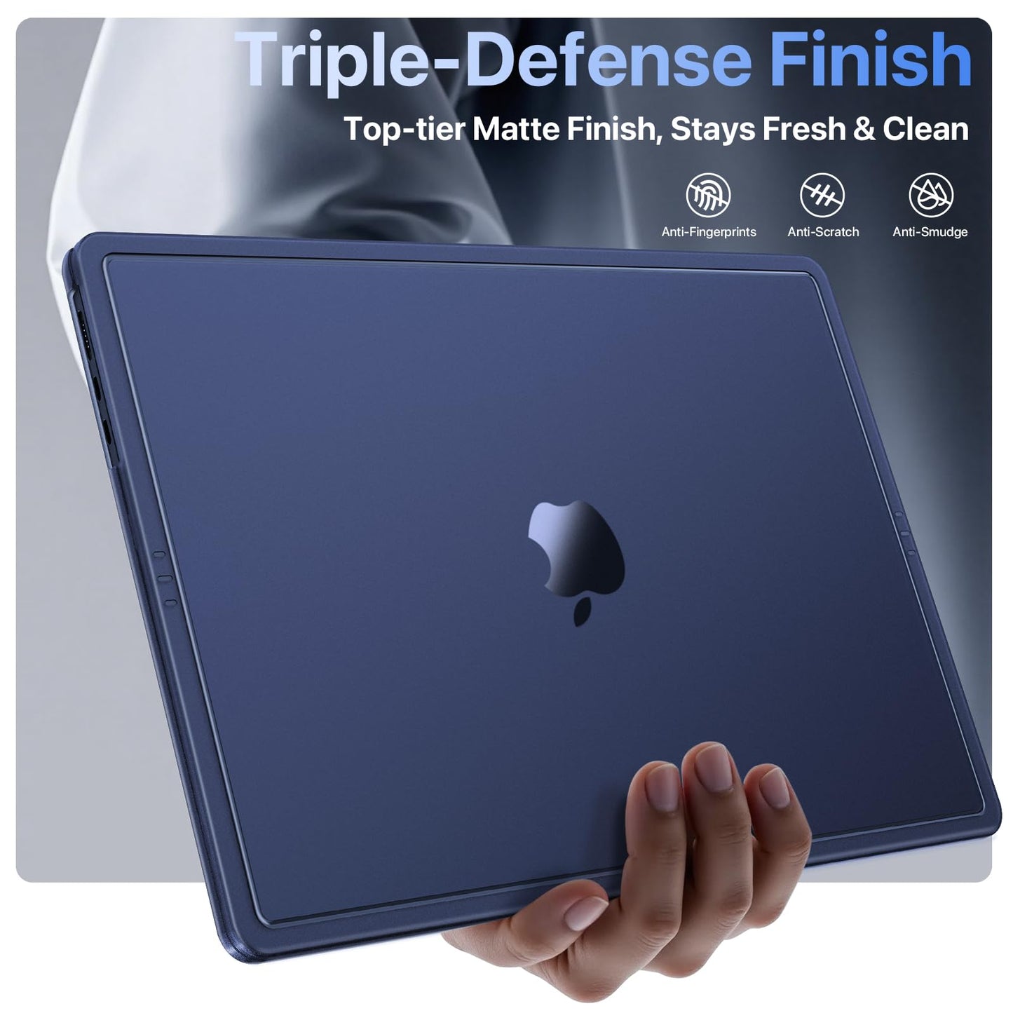 Soonjet CrackGuard for MacBook Air 15 inch Case | M5 M4 M3 M2 2026 2025-2023 | Anti-Crack Upgrade |100% Match Official Color | Hard Shell Laptop Cover | A3448 A3241 A3114 A2941 | Midnight Clear