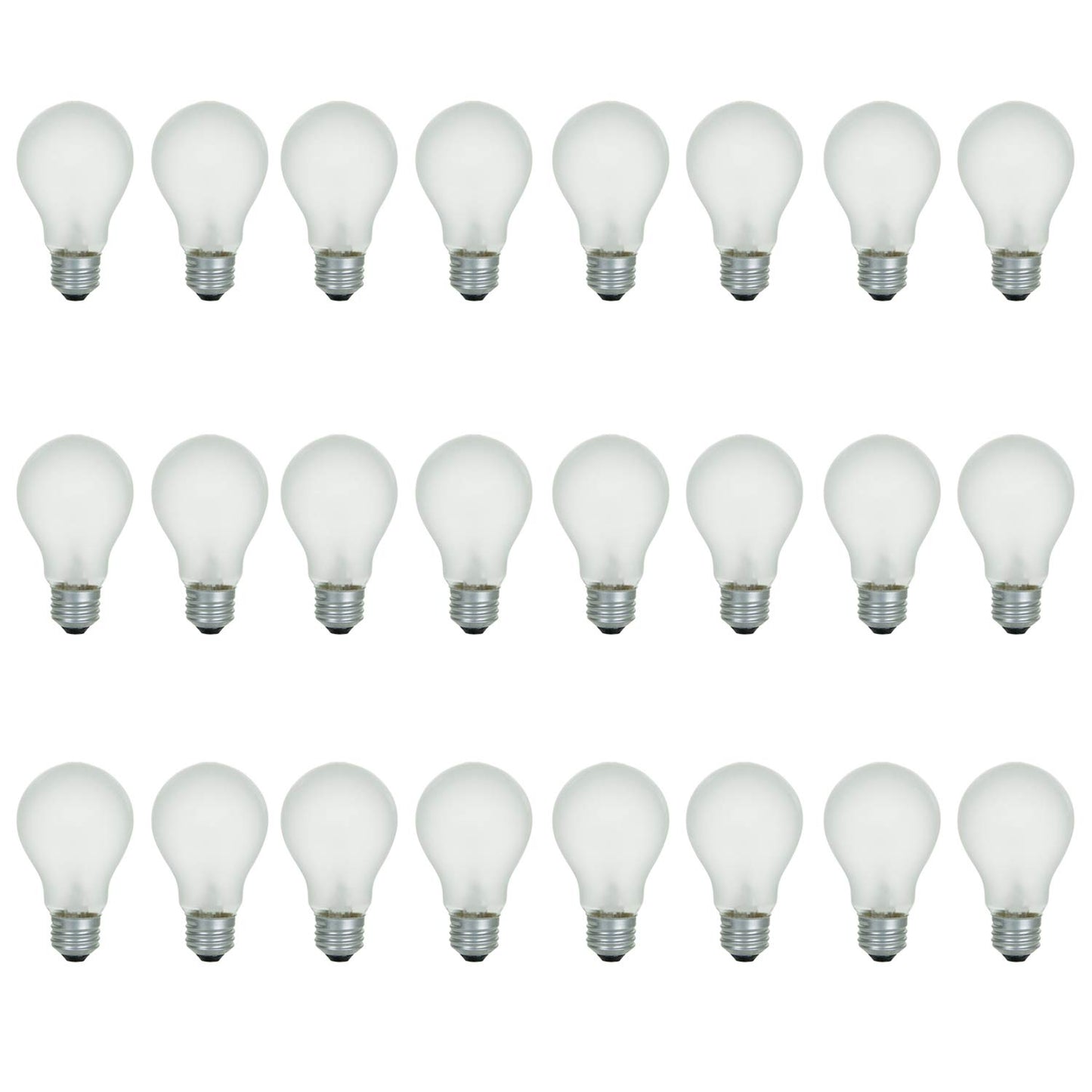 A19 Frosted Incandescent Rough Service Light Bulb, 60 Watt, 2700K Soft White, E26 Medium Base, 550 Lumens, 130V (24 Pack)