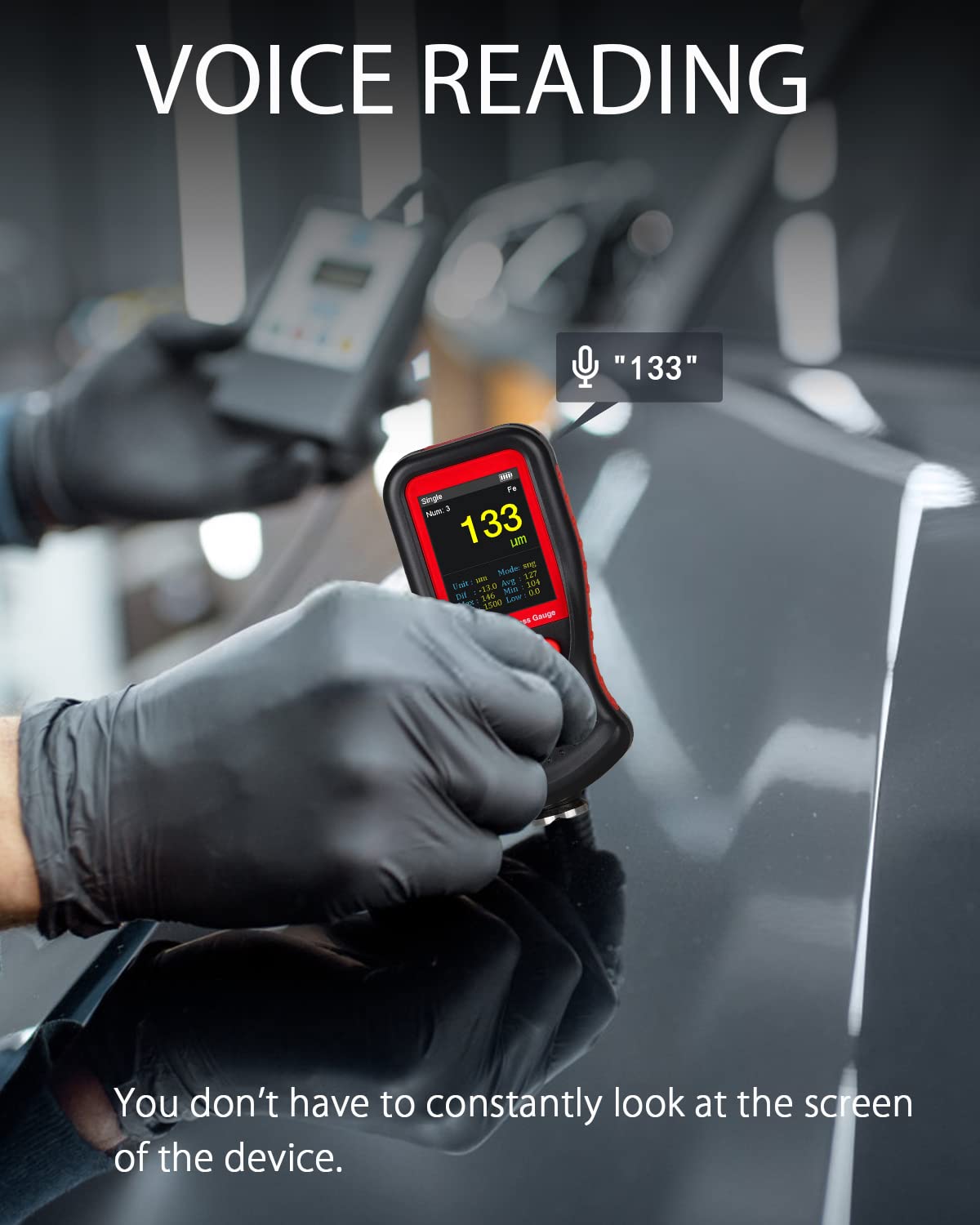 Wintact Paint Coating Thickness Gauge Meter 0~1300um, 1500 Readings Storage, 360°Screen Rotation, Backlit Color Display, Voice Feature, Auto-Off, Rechargeable for Used Car Buyer Check Original Coating