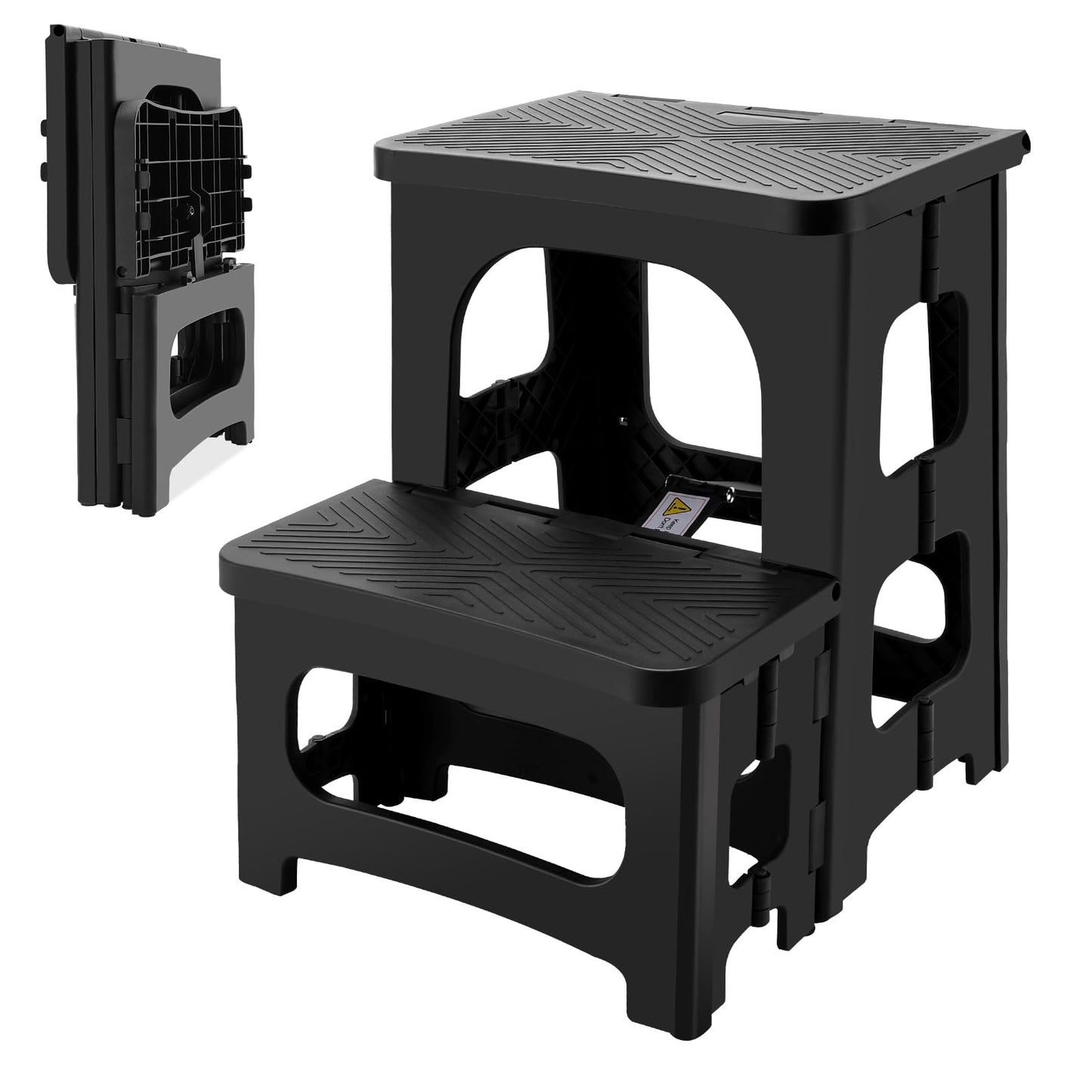 Folding 2-Step Stool for Adults, Non-Slip Collapsible Footstool for Office, Portable Bedside Step Stool, Hold up to 300 lbs, Lightweight & Foldable Step Ladder for Pool Office Home RV