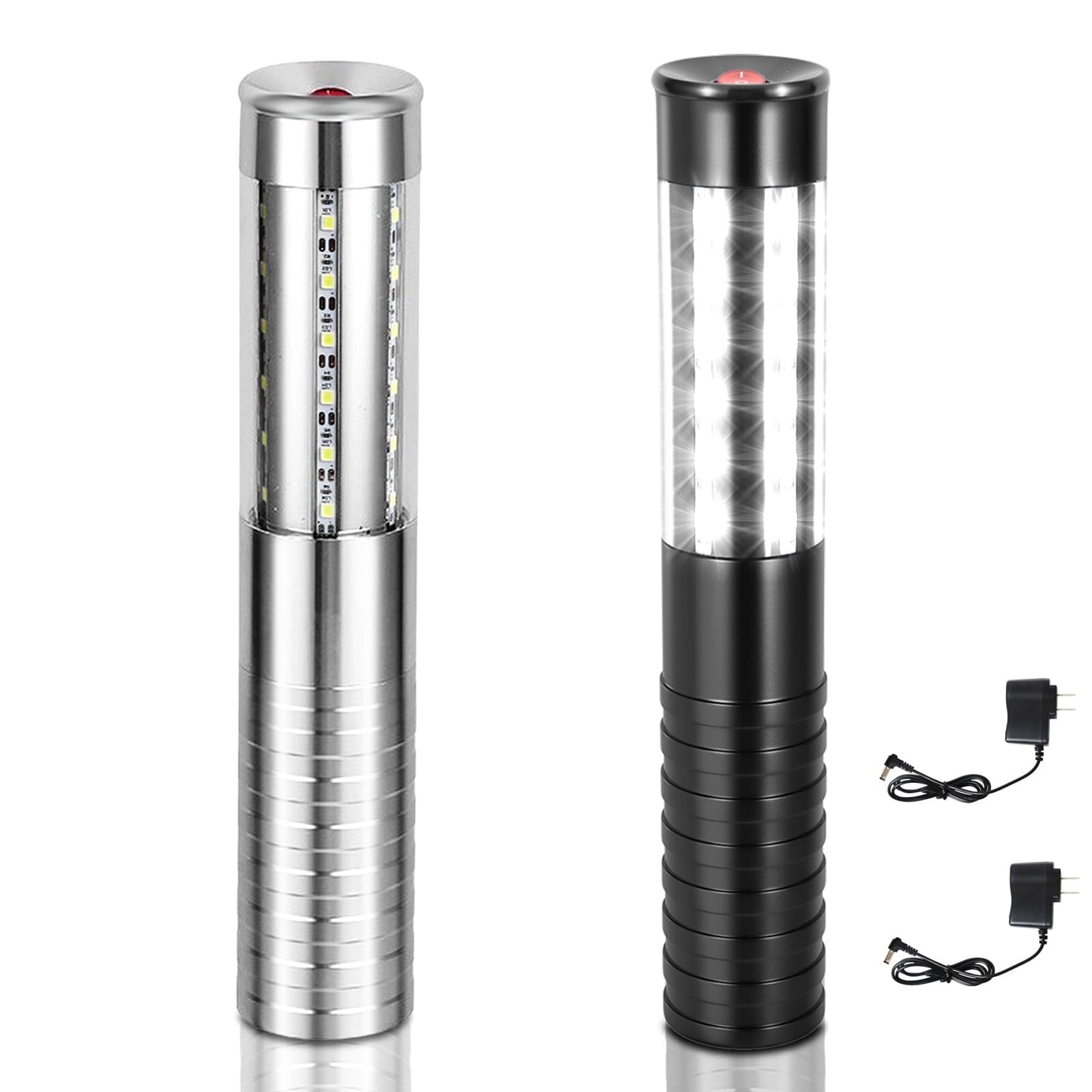 ZSSXOLED 2 PCS LED Strobe Baton Light Rechargeable LED Bottle Service Light Reusable Handheld Champagne Bottle LED Light for Party Nightclub Bar Concert Event Festival Outdoor Activity (Silver&Black)