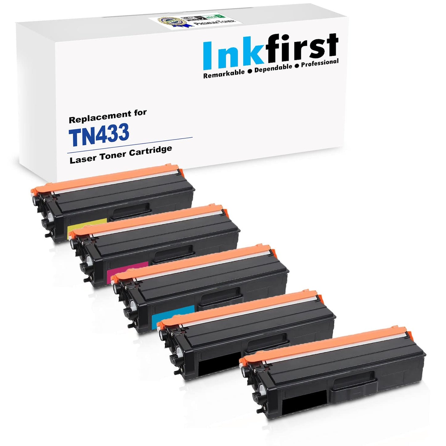 5 Inkfirst Compatible Toner Cartridges Replacement for Brother TN433 TN-433 (1 Set + 1 Black) HL-L8260CDW HL-L8360CDW HL-L8360CDWT MFC-L8610CDW MFC-L8900CDW Black Cyan Magenta Yellow