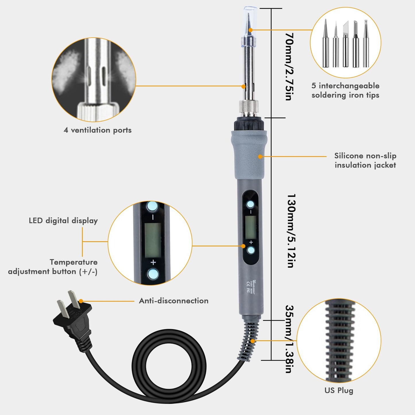 Oubit Soldering Iron Kit with Digital Multimeter, 80W LCD Fasting Heating (180-480°C) Soldering Welding Iron Tools with ON-Off Switch, 5*Soldering Iron | Tips 8-in-1 Screwdriver | Stand