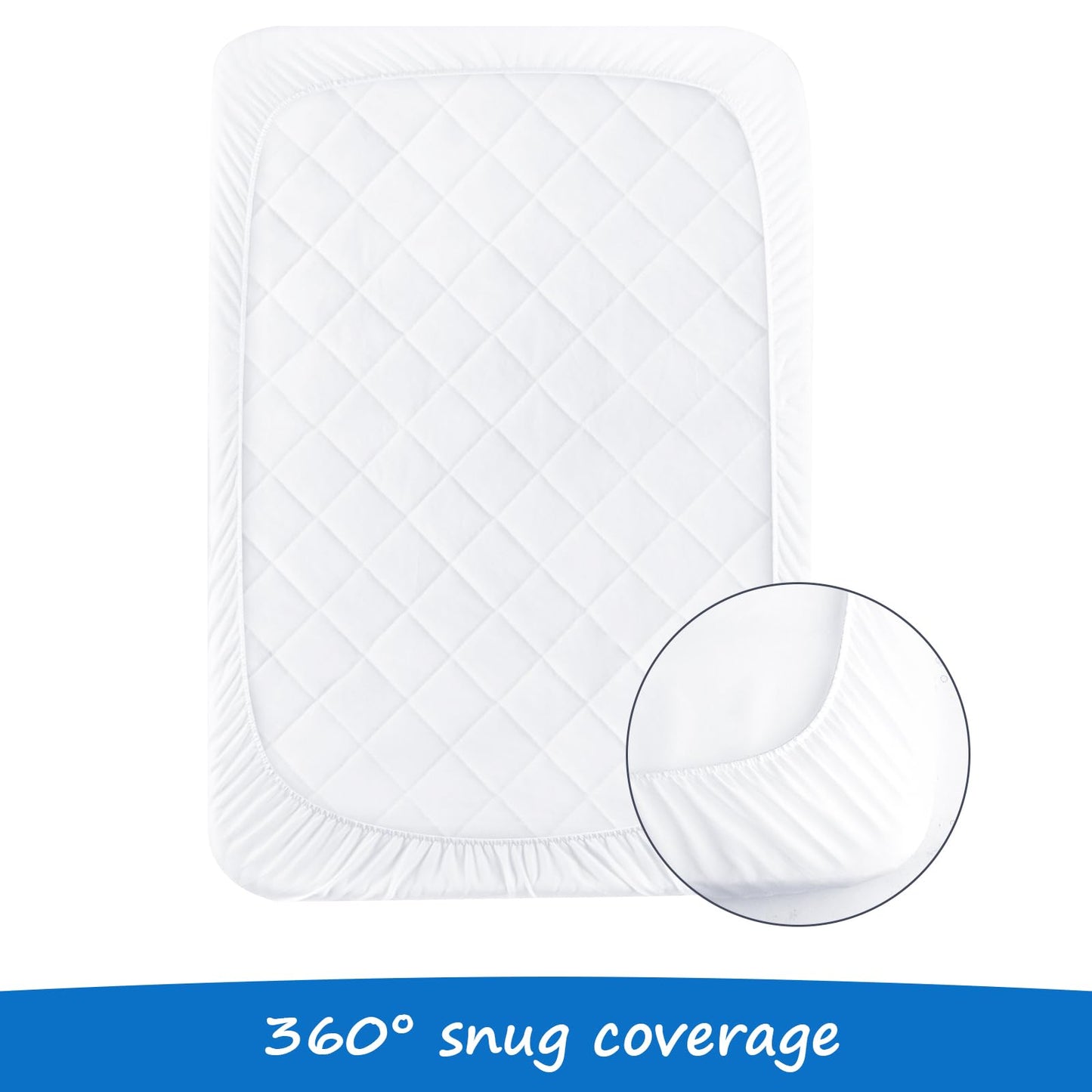 Bassinet Mattress Pad Cover Fit for Baby Delight/Mika Micky/Dream On Me Lotus/ANGELBLISS/KoolerThings (3 in 1) Bedside Sleeper, Waterproof Bassinet Mattress Protector Quilted Bassinet Sheets 2 Pack