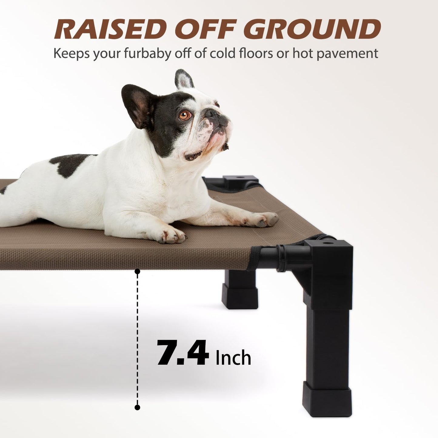 Heeyoo Elevated Dog Bed, Cooling Raised Pet Cot with Chew Proof Washable Breathable Mesh and Metal Frame, Portable Dog Cot Bed with No-Slip Feet for Outdoor or Indoor Use