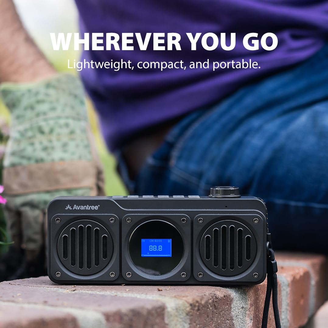 Avantree Boombyte - Portable Digital FM Radio & Bluetooth Speaker with Superb Stereo Sound, Metal Finish, Long Rechargeable Playtime, and Support for Micro SD Card & USB Audio Input