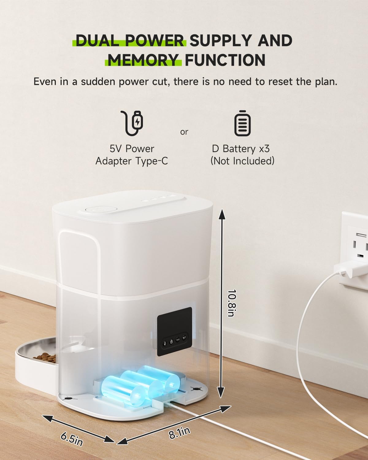 Automatic Cat Feeder, 5G & 2.4G Wi-Fi Cat Food Dispenser with APP Control, 3L Timed Pet Feeder for Pet Dry Food, 1-10 Meals Per Day