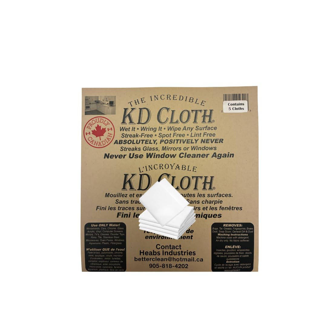 KD Cloths - 5 Pack Lint Free Reusable Machine Washable Towels for Streak Free Windows and Mirrors