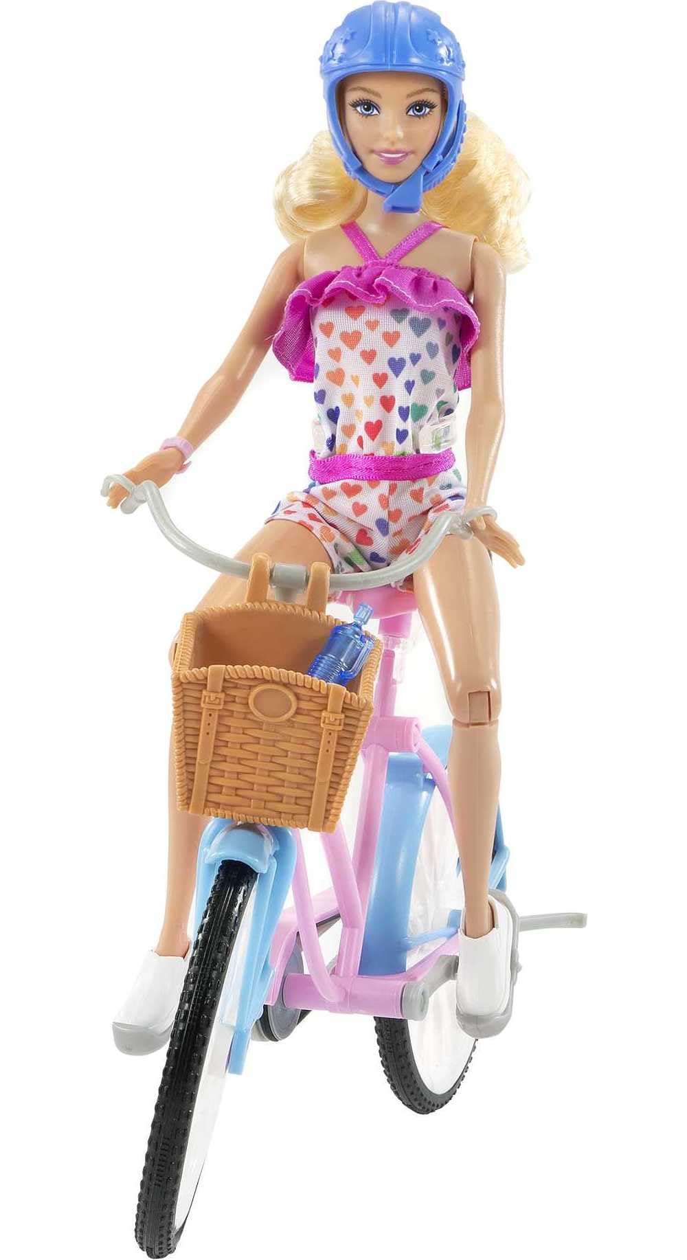 Barbie Doll and Bike Playset with Doll (11.5 in, Blonde), Bicycle with Rolling Wheels & Water Bottle Accessory, Toy for 3 to 7 Year Olds