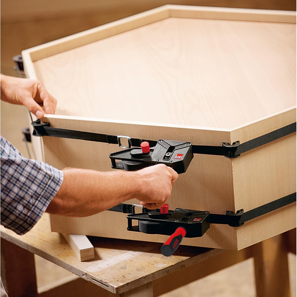 BESSEY VAS-23+2K-CB, 23 ft Variable Angle Strap Clamp with 4 Clips