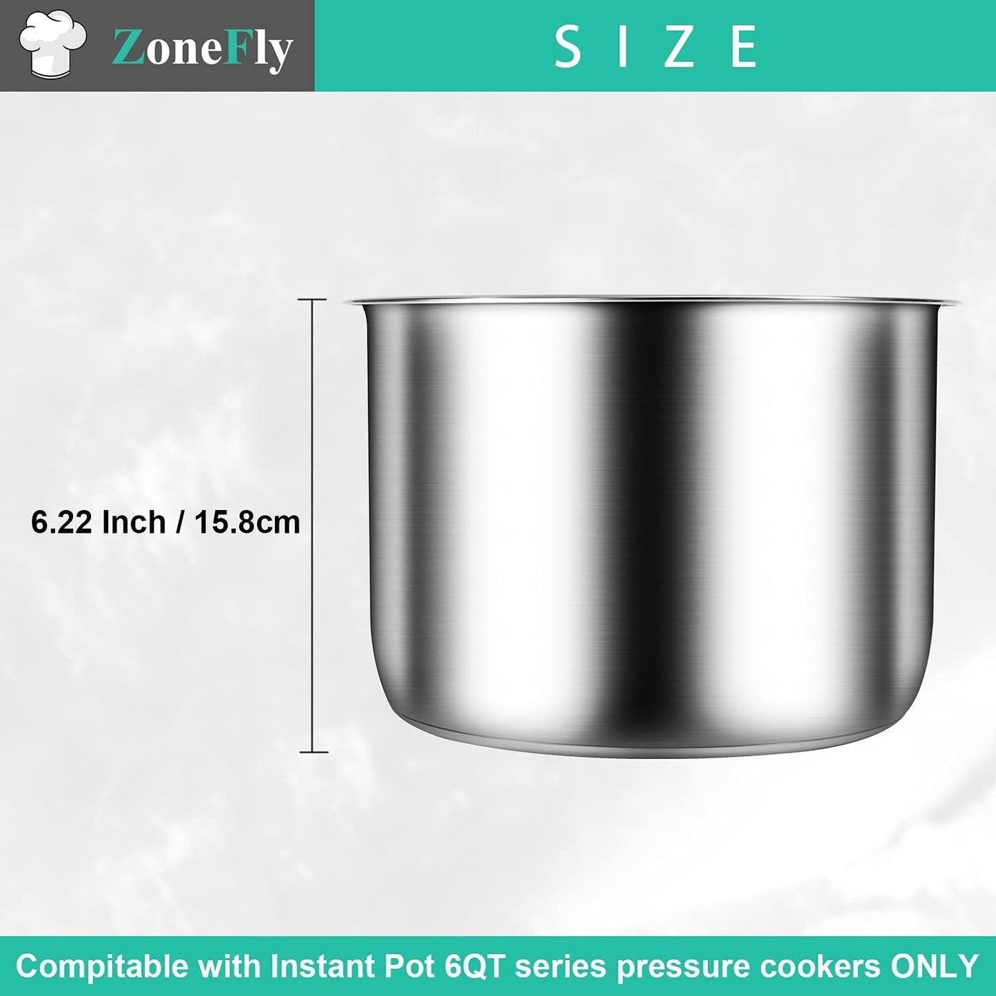 AblerV Stainless Steel Inner Pot Compatible With Instant Pot 6 Qt, Original Cooking Pot for InstaPot Replacement, Polished Surface Non-Stick Pressure Cooker Liner