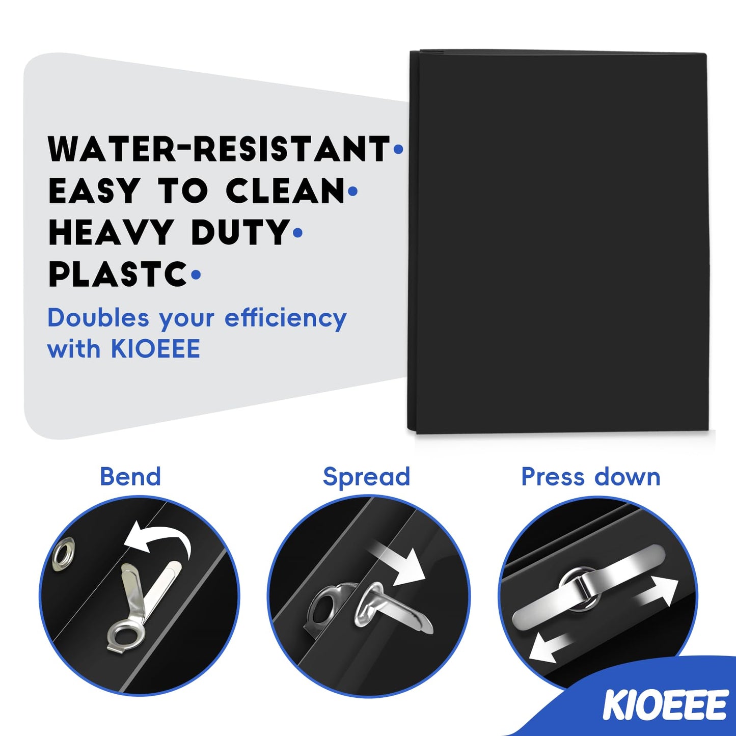 KIOEEE Black Folders with Pockets and Prongs,24 Pack Heavy Duty Plastic Pocket Folders with 3 Prongs and Business Card Slot,Fit Letter Size Paper, for Home,School and Office