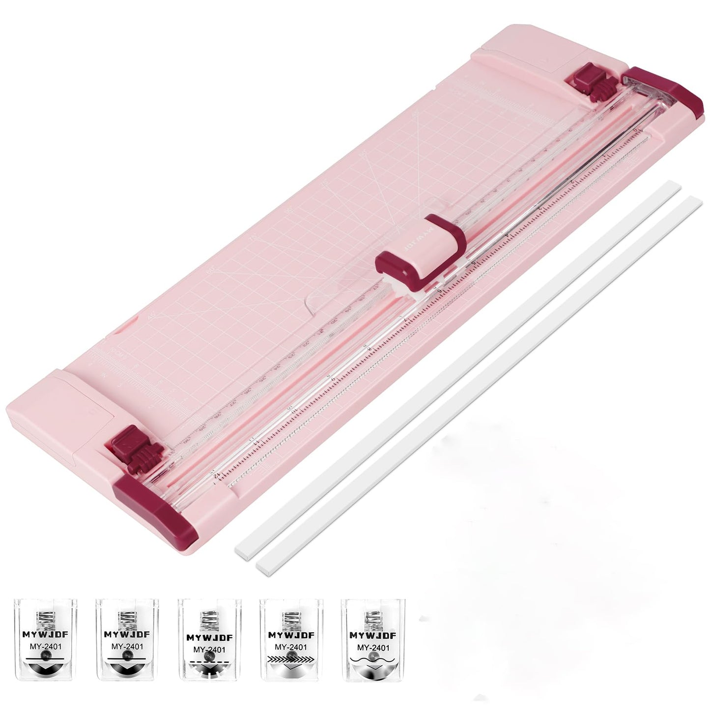 Paper Cutter Pink Rotary Paper Trimmer, 12 Inch Paper Cutter for Cardstock, Scrapbooking & Crafts, 4 Functions with 5 Blades, Automatic Security Safeguard, Side Ruler for Cutting Coupons, Photos,