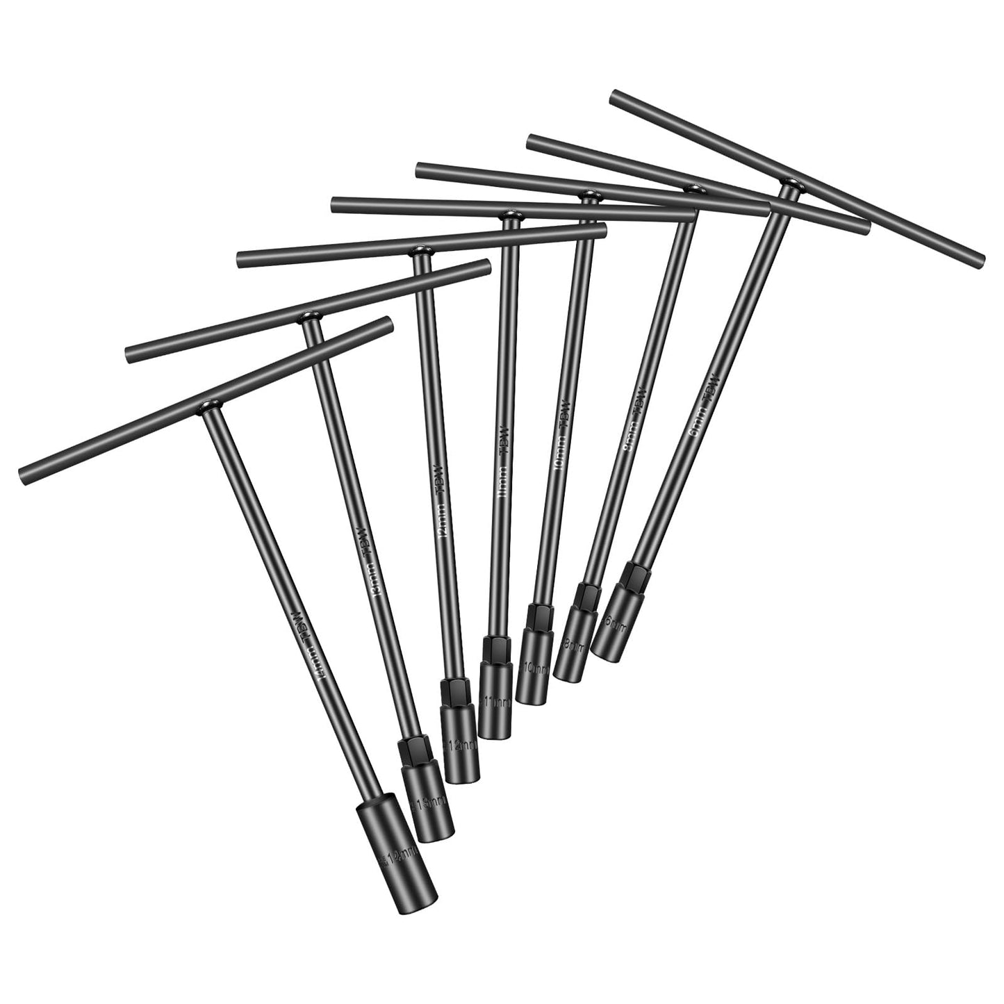 pgroup T - Handle Metric Socket Wrench Set 6- Point（6mm, 8mm, 10mm, 11mm, 12mm, 13mm, 14mm ） Cr-V Steel Hex Socket for Motorcycle Bicycle Repair (7Pack)