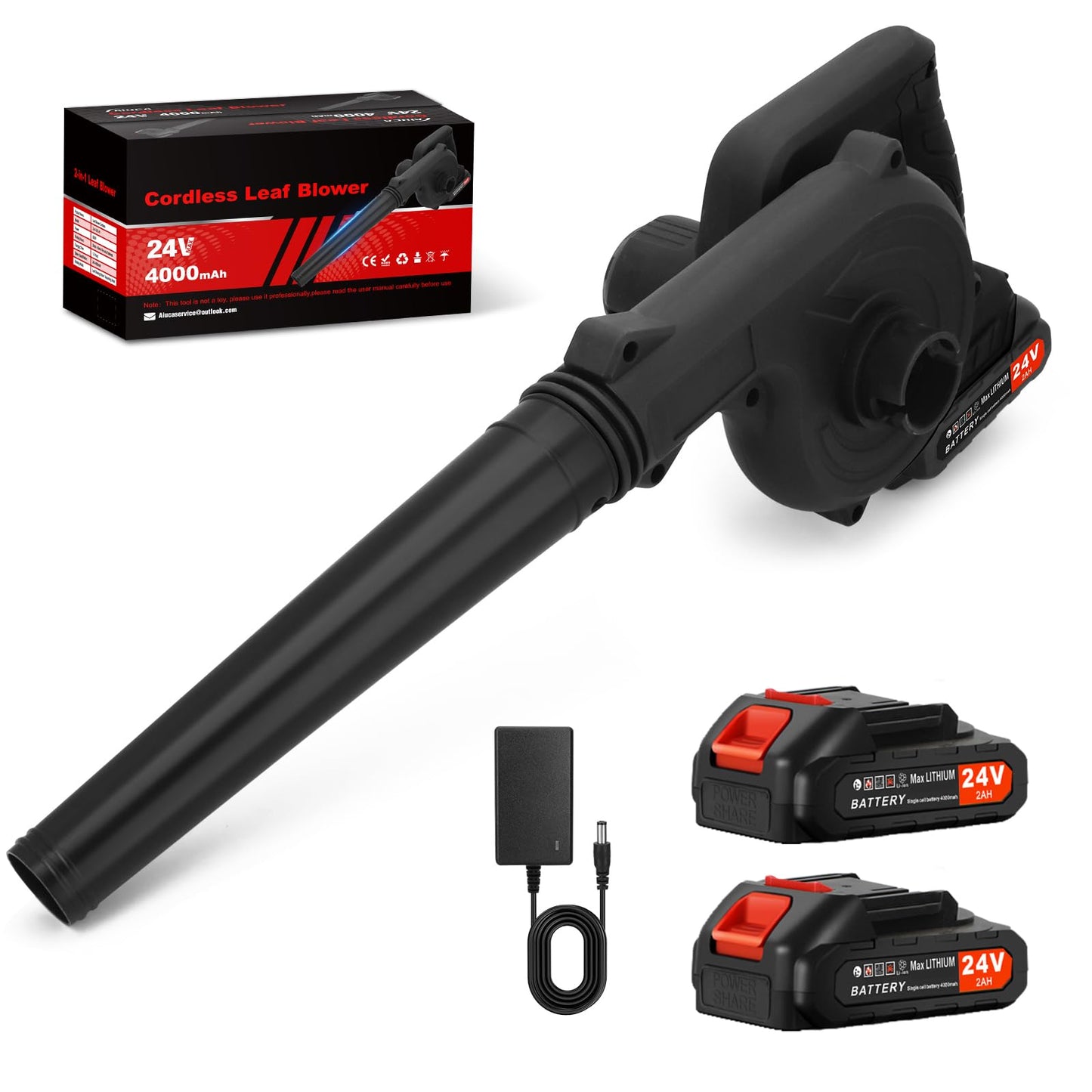 Xamanabu Cordless Leaf Blower - 2 x 24V 2.0Ah Battery and Charger, 150CFM 130MPH Electric Handheld Leaf Blower with Brushless Motor, Handle Electric Blower Cleaner