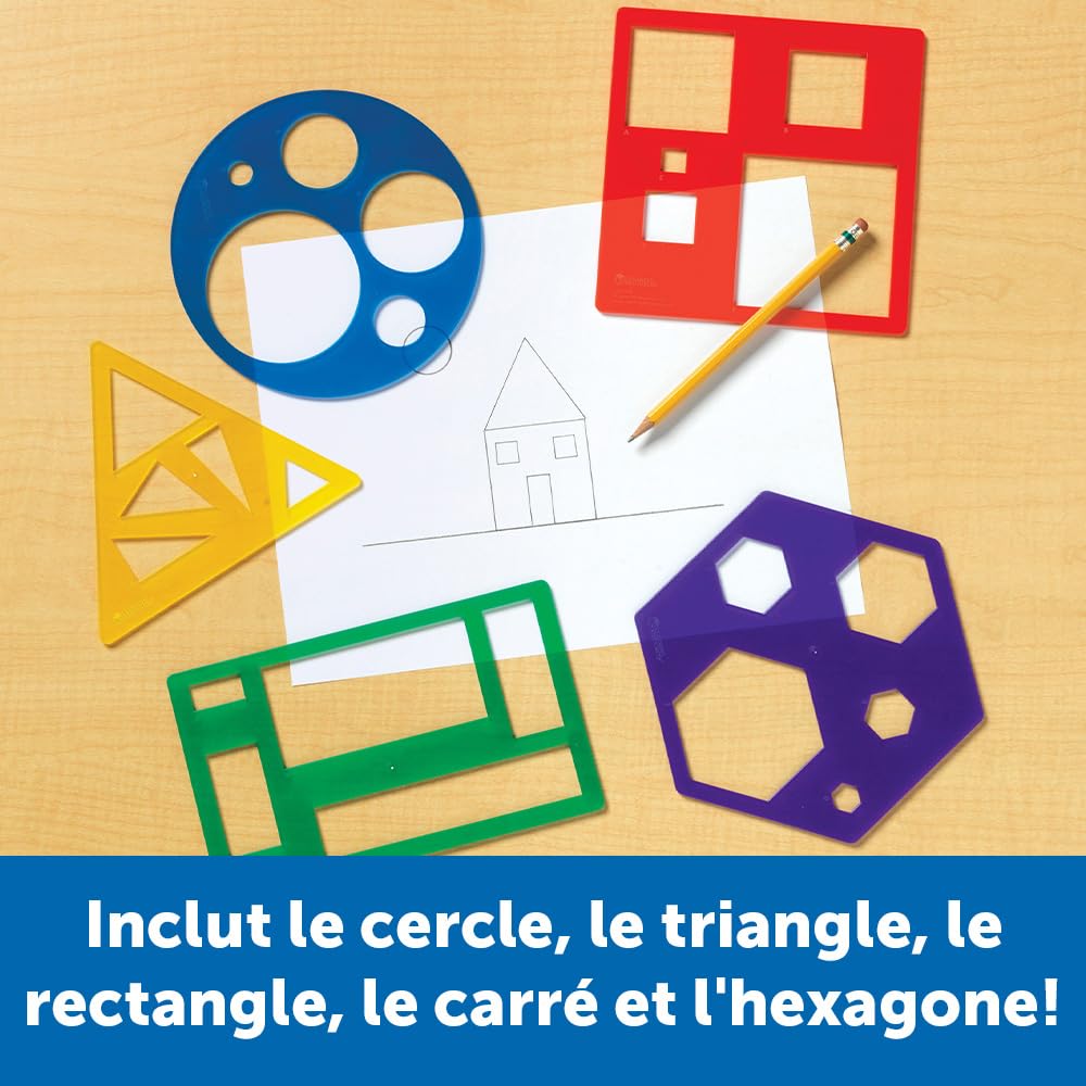 Learning Resources LER5440 Primary Shapes Template Set, Geometric Shapes, Tracing Helper, Ages 4+, LER5440