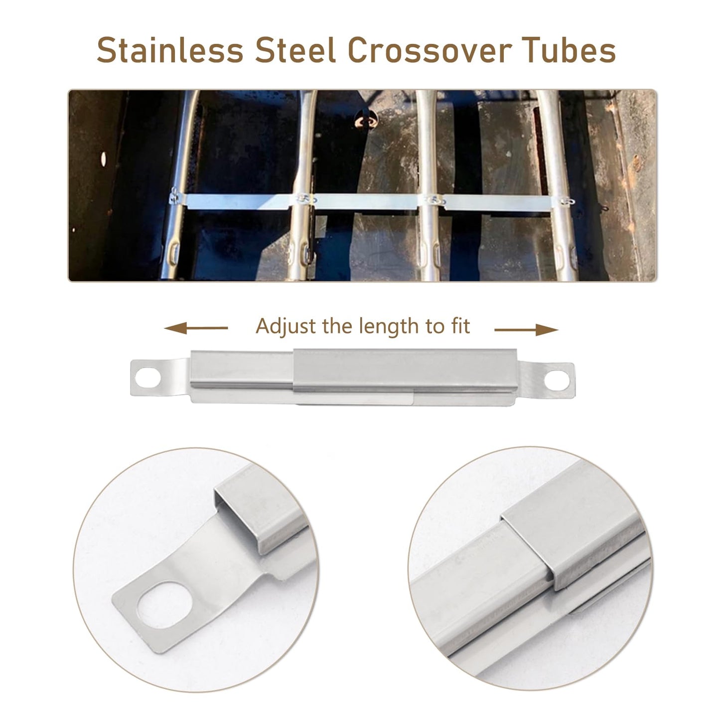 BBQSAVIOR PC16 BBQ Replacement Parts for Master Chef G45306, G45307, G45308, G45309, G45311 Grill Models, 4 Heat Shields, 4 Burner Tubes and 3 Crossover Tubes