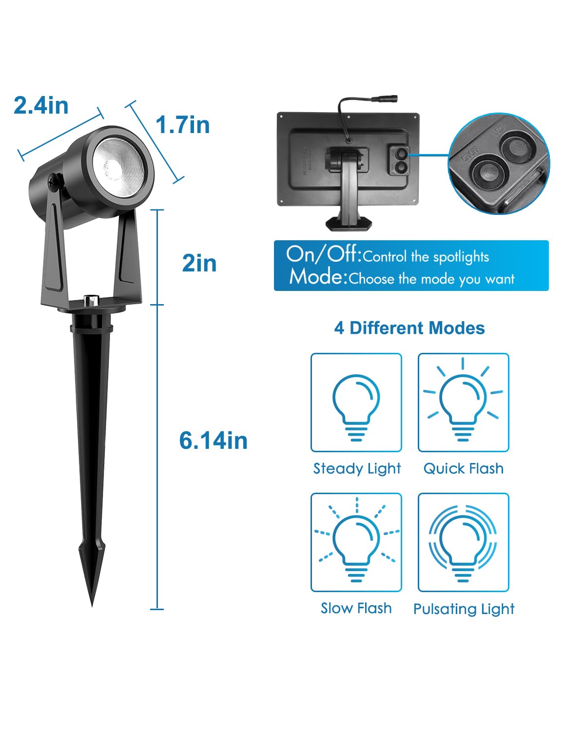 ZYAN Solar Landscape Spotlights Outdoor Waterproof IP65, Bright Solar Powered Garden Yard Spot Lights for Outside Plant, Tree, Pathway, Auto On/Off Wall Lights for Walkway, Lawn-4 Pack