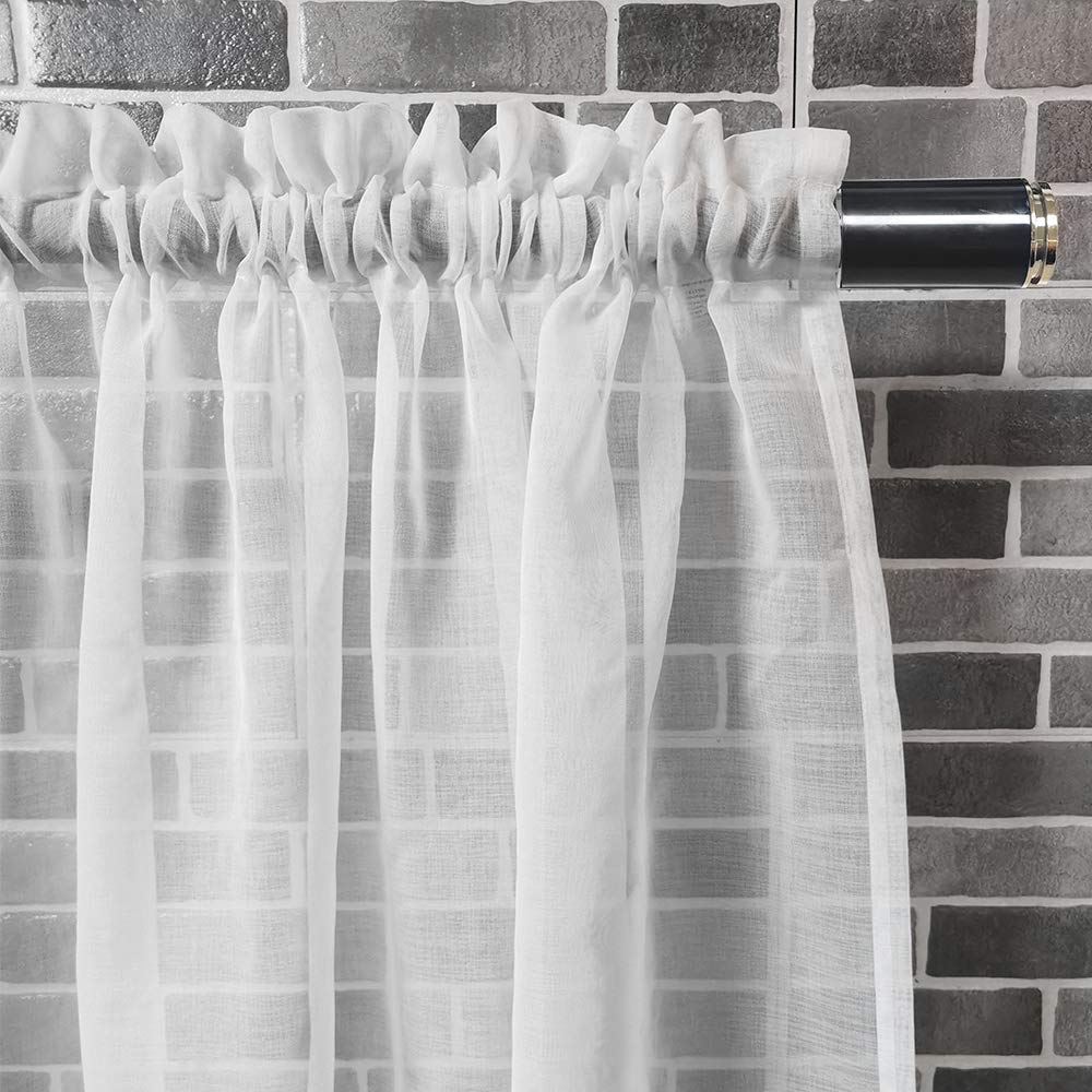 4 Panels Sheer White Curtains 84 inches Long, Rod Pocket Semi White Sheer Curtain Panels for Kitchen, Translucent Curtains Sheer Airy & Breathable Window Curtain Panels for Kids Room, 52" W x 84" L