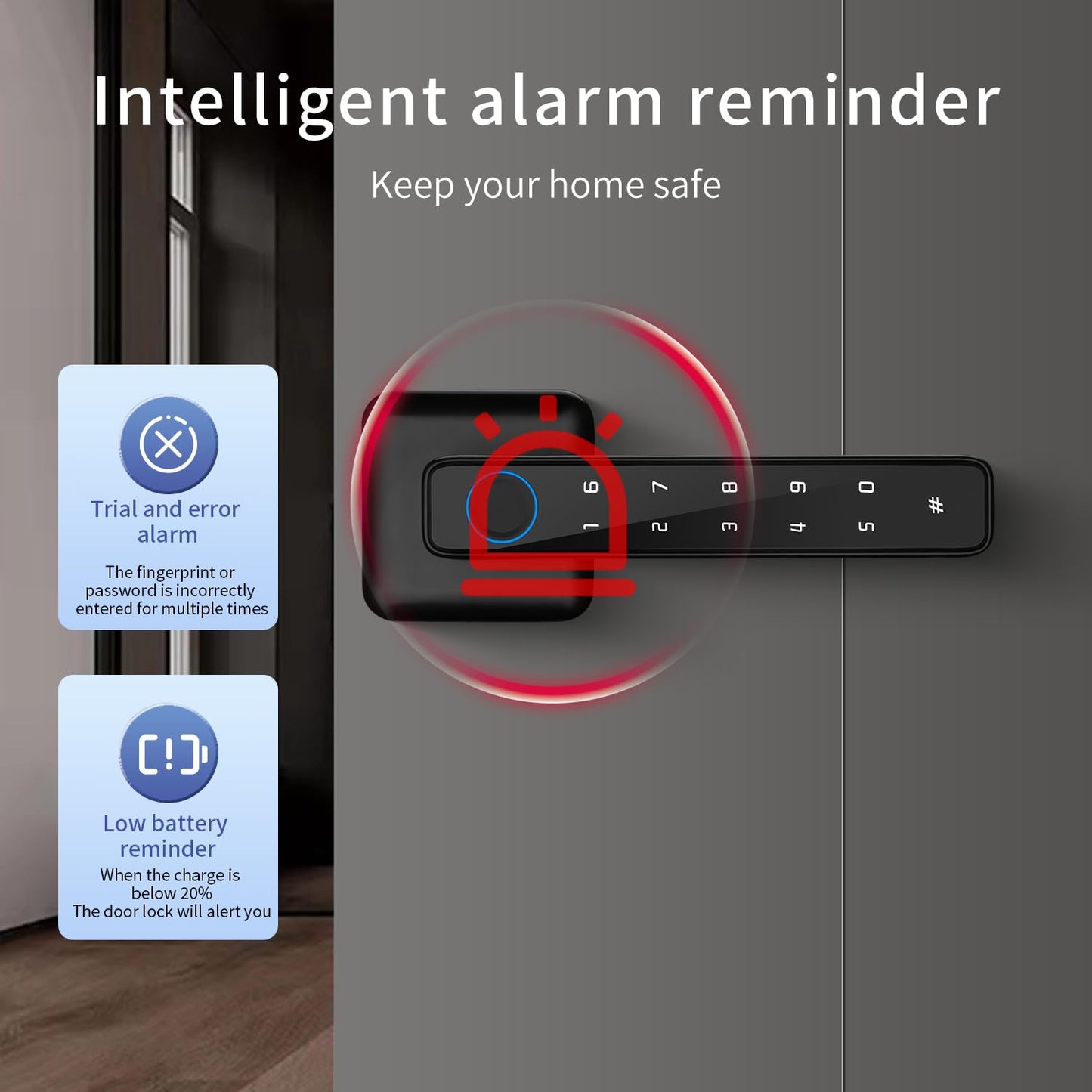 ACDOKE Smart Lock 4 in 1, Fingerprint Door Lock Set with Bluetooth Control, Keyless Entry Door Knob with APP/Code/Keys/Fingerprint, Electronic Keypad Lock Reversible Handle