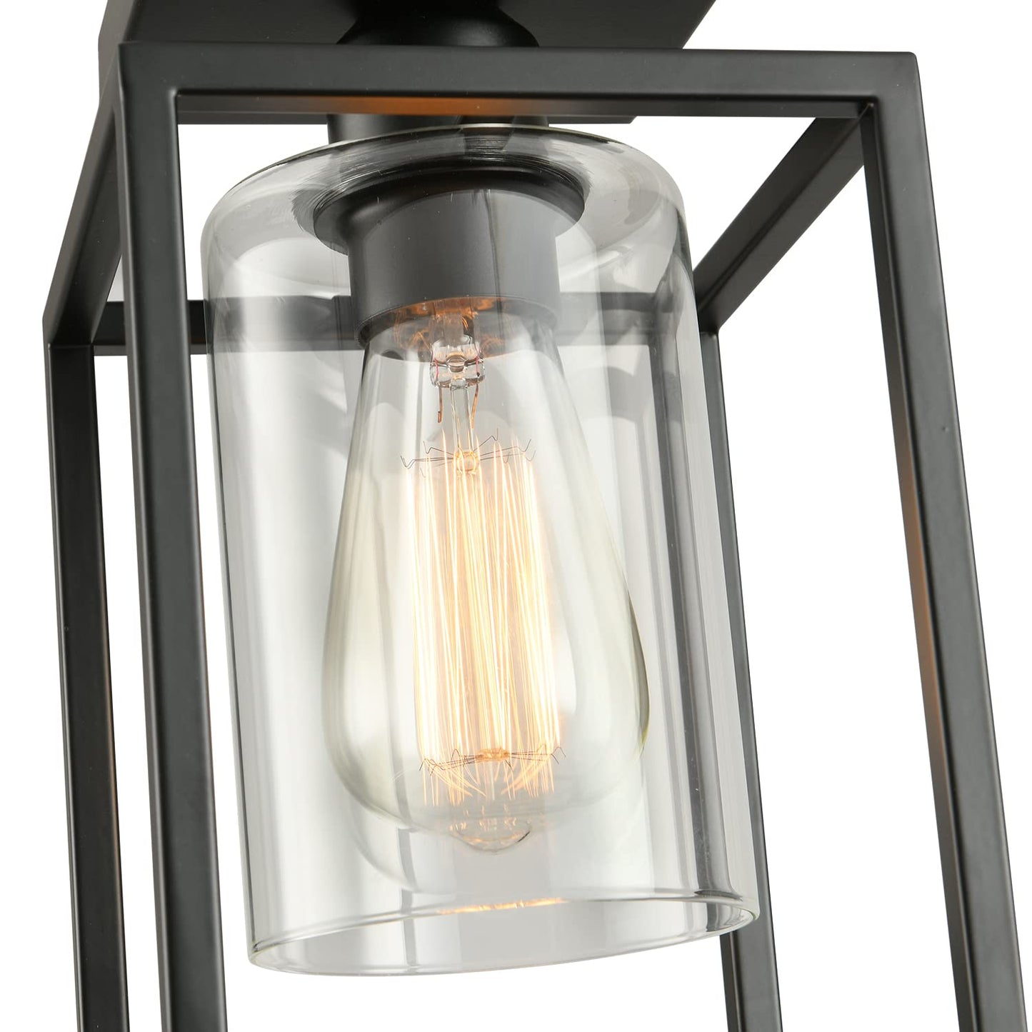 IHENGYANLT 1 Pack Semi Flush Mount Ceiling Light,Black Metal Frame Ceiling Light Fixture with Clear Glass Shade, Farmhouse Light Fixture for Kitchen Island Entryway Porch Foyer