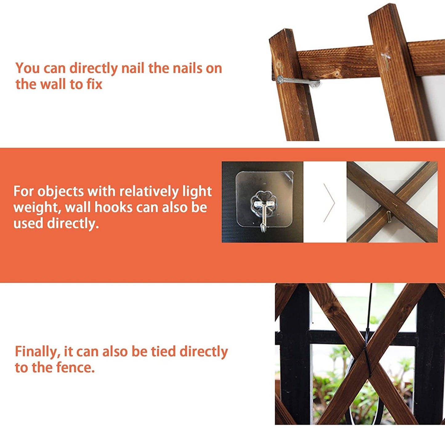 Extensible Natural Garden Wooden Fence Lattice Frame Plant Support for Cucumber Climbing Vines Ivy Rose 75"x11.8" (2 Pack)