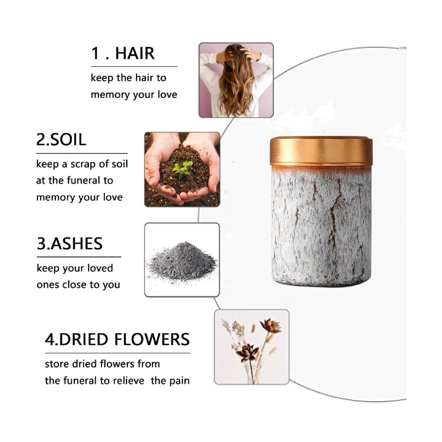 NS Online Small Mini Urns 4 Piece -Metal Screw lid Ceramic Keepsake Urns Set 4 Piece for Ashes - for Adult, Child, and Pets, Honor Your Loved One Lost