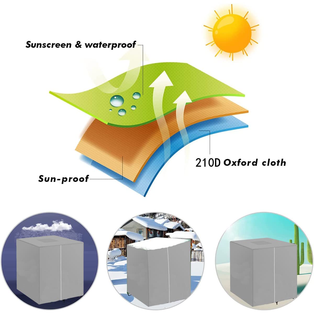 GEDEGOOK IBC Tote Cover, 275 Gallon 1000L Water Tank Cover with Zipper, Waterproof, Anti-Dust, Sun Protective Cover, Water Barrel Cover IBC Rain Bucket Cover 104x 120 x 111CM, Sliver