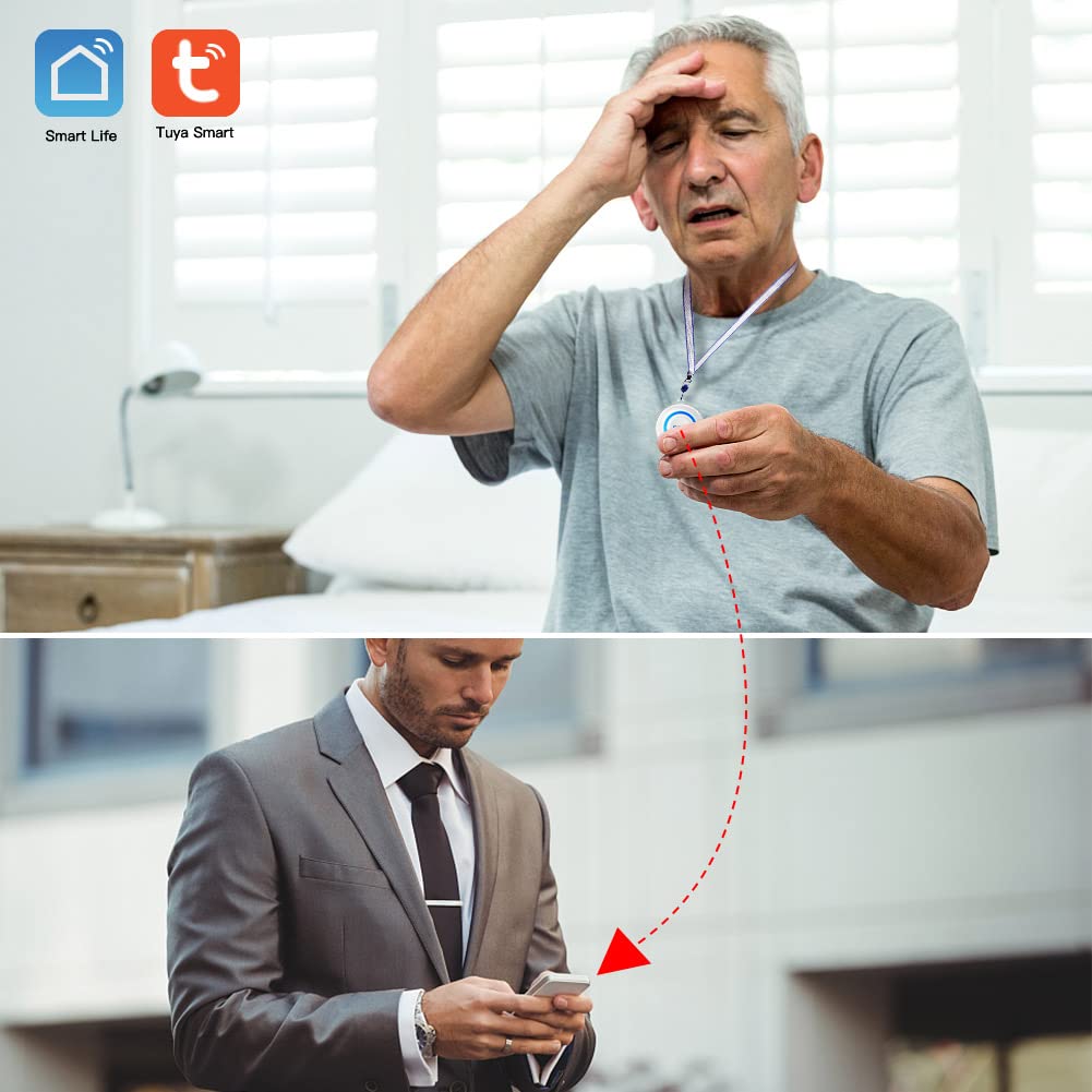 SINGCALL Tuya WiFi Intelligent Healthcare SOS Wireless Caregiver Alert Call Button Alarm for Patient Handicapped Elderly Children Nurse Calling Smart Pager