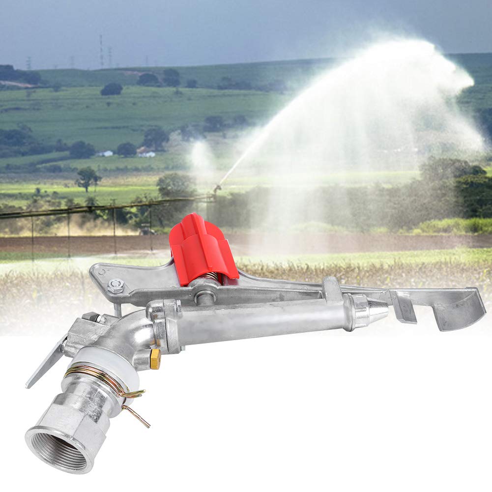 Water Sprinkler, 14.2 X 11 Inch Adjustable Zinc Alloy Irrigation Spray Gun Sprinkler, Large Area 1.5 Inch DN40 Female Thread Watering Sprinkler for Farms Orchards Gardens Forestry